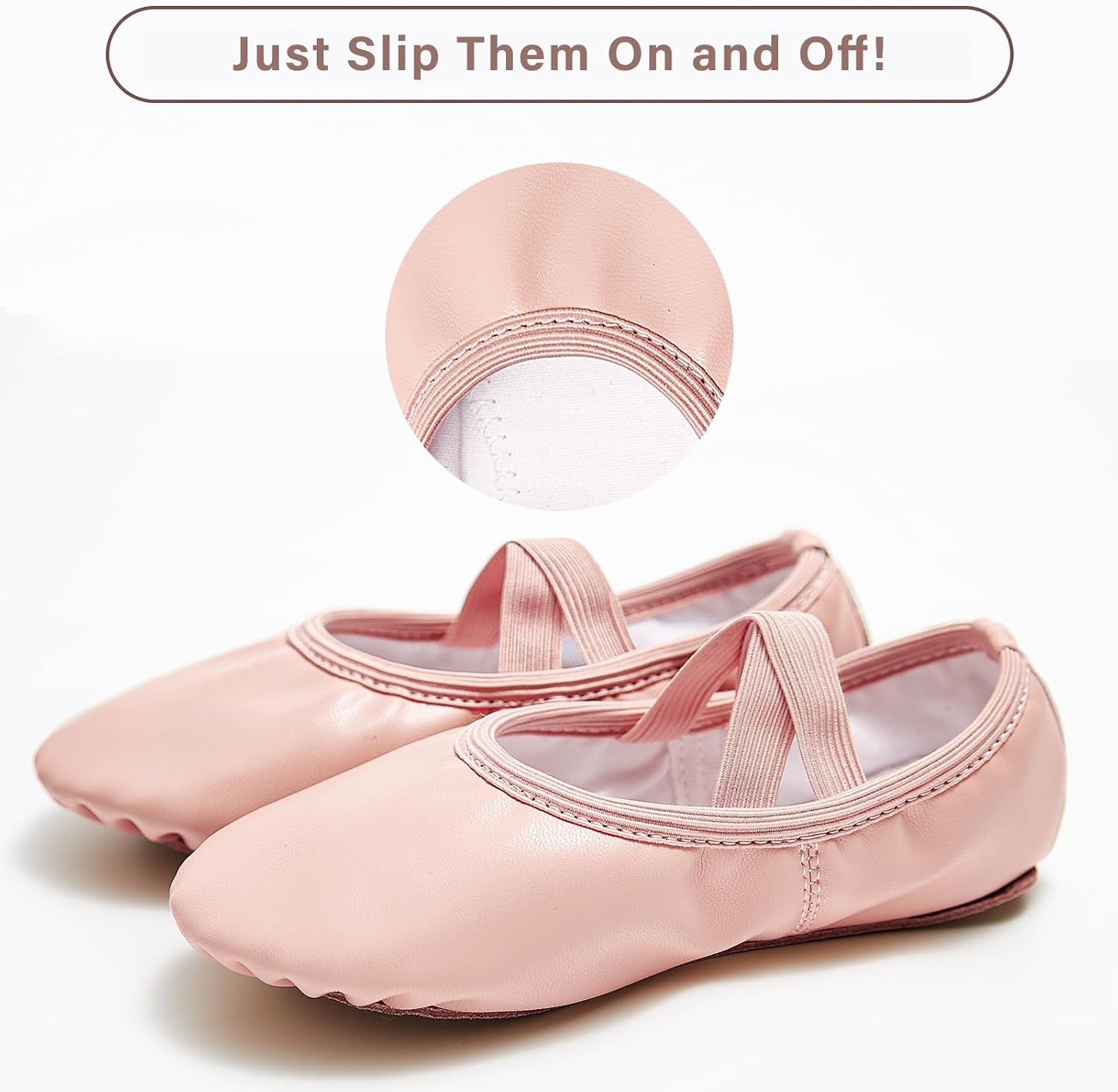 Stelle Ballet Shoes for Girls Soft Leather Dance Slippers Ballerina Shoes | Full suede sole, No-drawstring, Easy on and off, Comfortable fit, Beginner friendly, Ballet practice and performance(Ballet Pink)