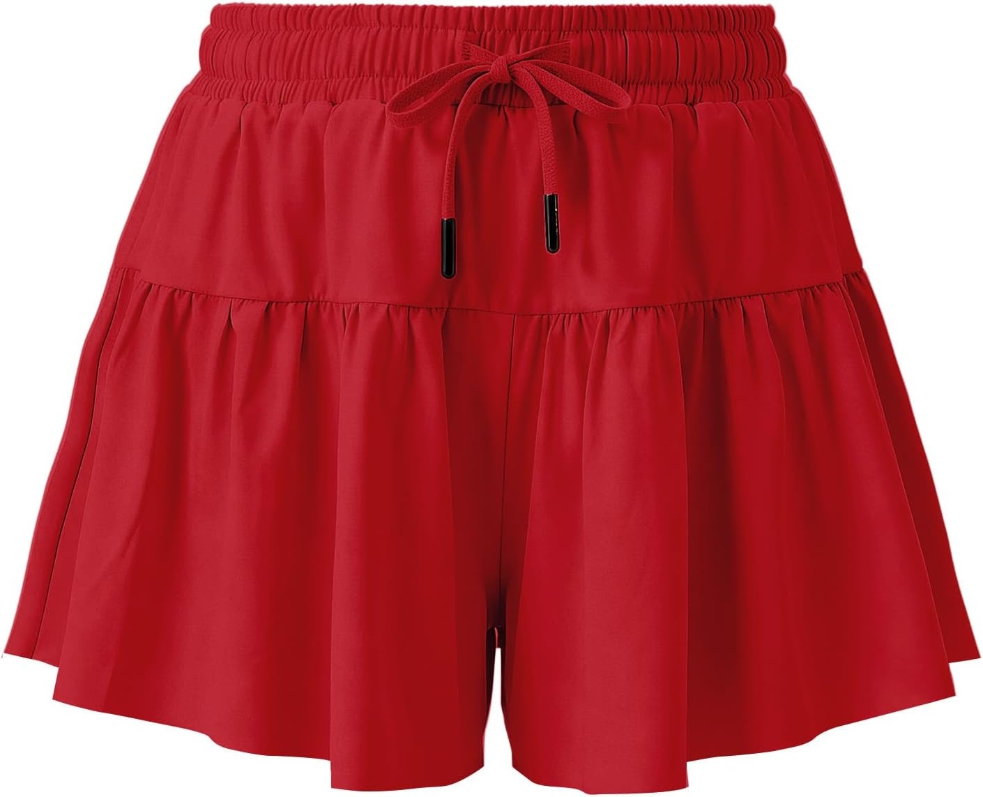 Stelle Girls 2 in 1 Butterfly Shorts Flowy Athletic Shorts with Pocket(Red)