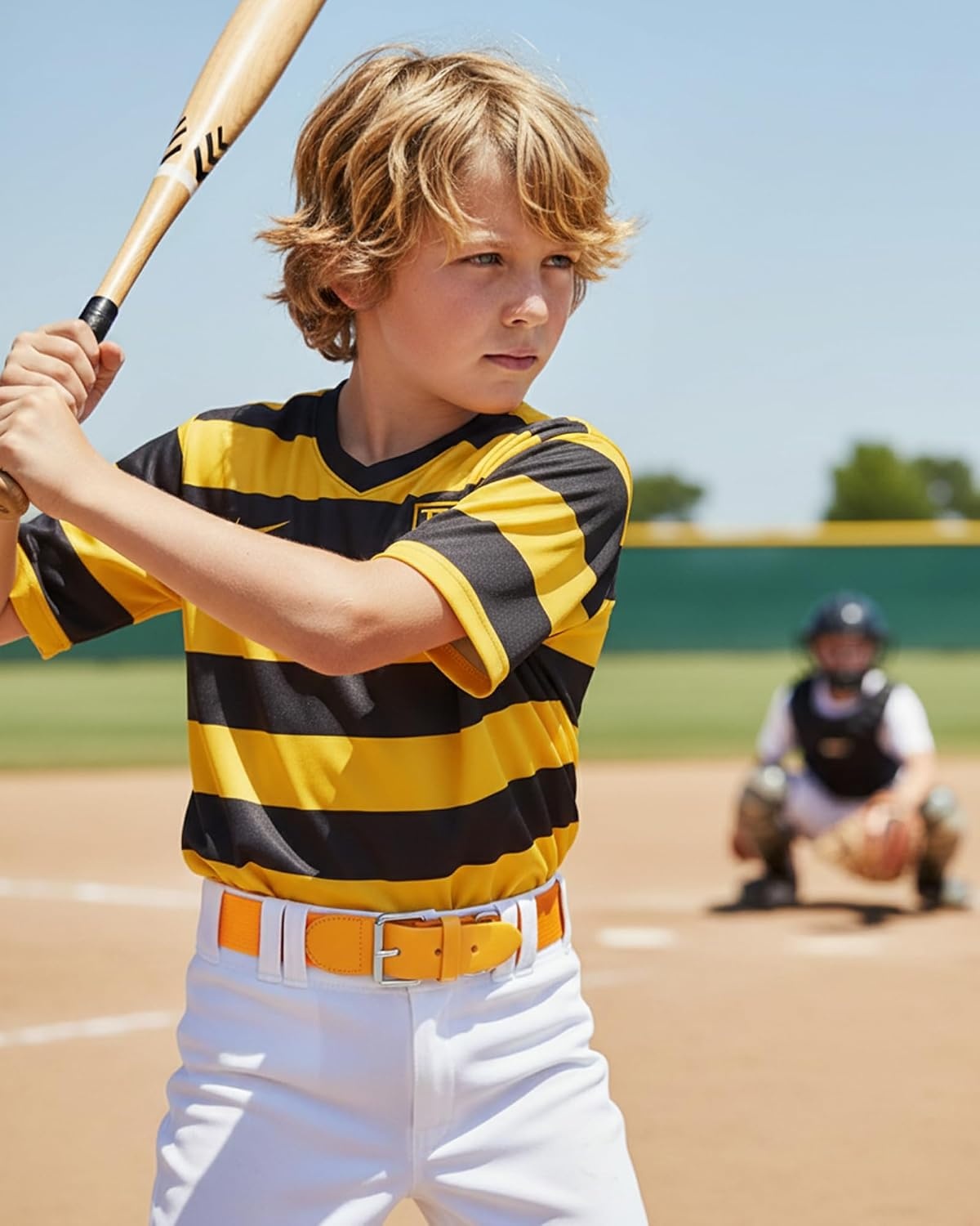 Stelle Baseball Softball Belt Elastic Adjustable Girls Boys Youth Adults | Secure Metal Buckle, Comfortable Stretch Fit, Fastpitch, Tee Ball, Uniform, Practice, Game Day, Durable, Women, Men(Golden Yellow)