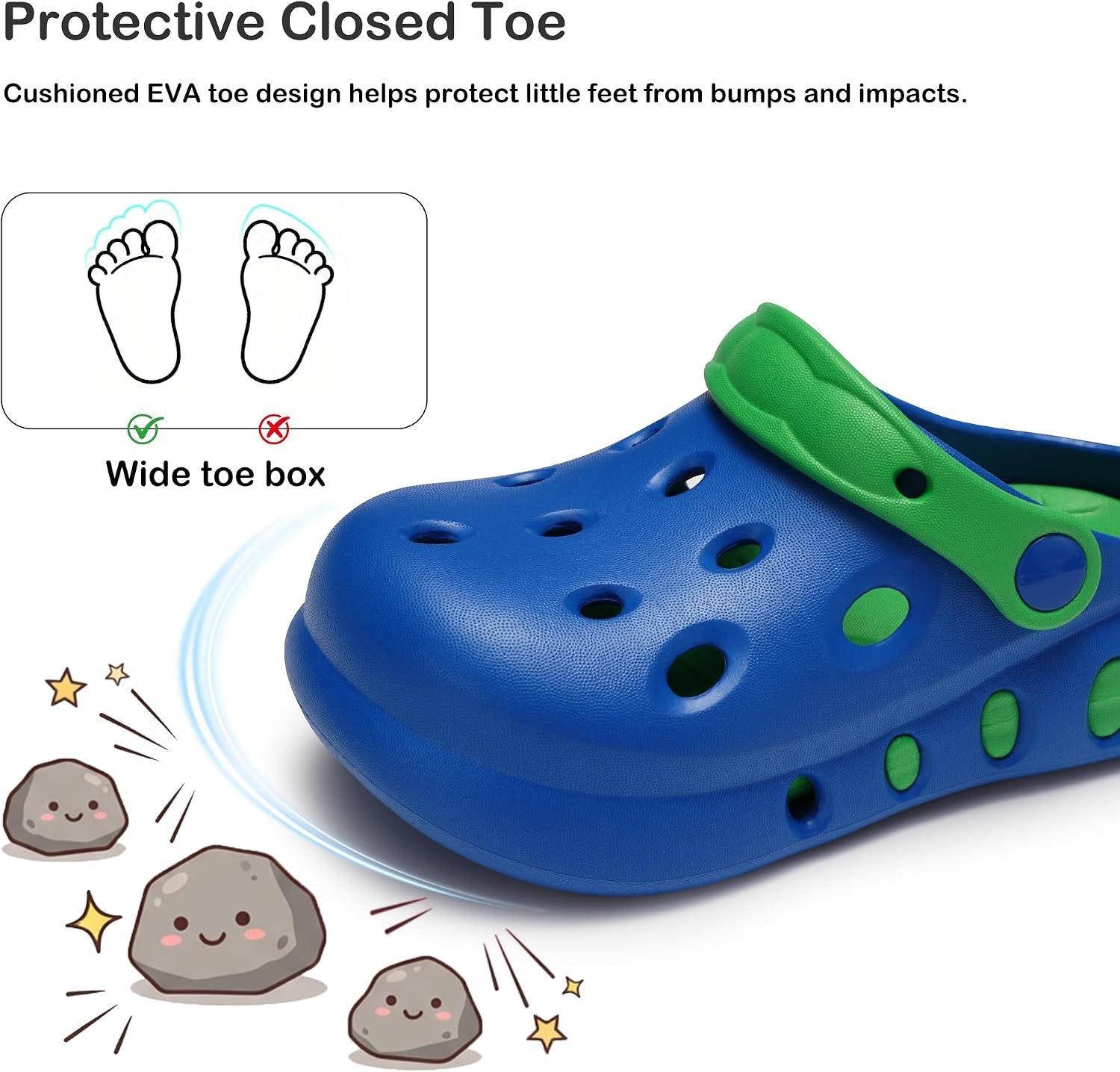 Stelle Garden Clogs for Girls Sandals Kids Water Shoes | Beach Sandals,Pool Slides,Slip-on,Daily wear,Adjustable cute strap(Blue)