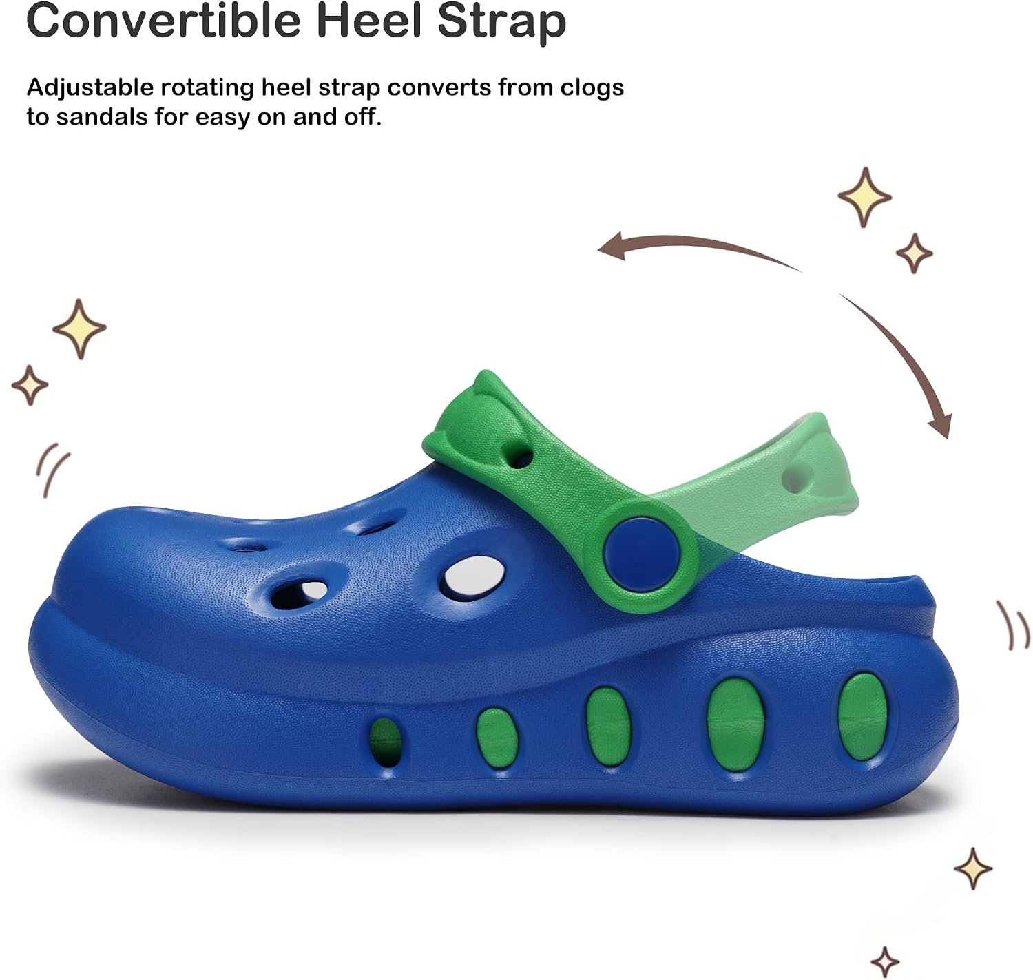 Stelle Garden Clogs for Girls Sandals Kids Water Shoes | Beach Sandals,Pool Slides,Slip-on,Daily wear,Adjustable cute strap(Blue)