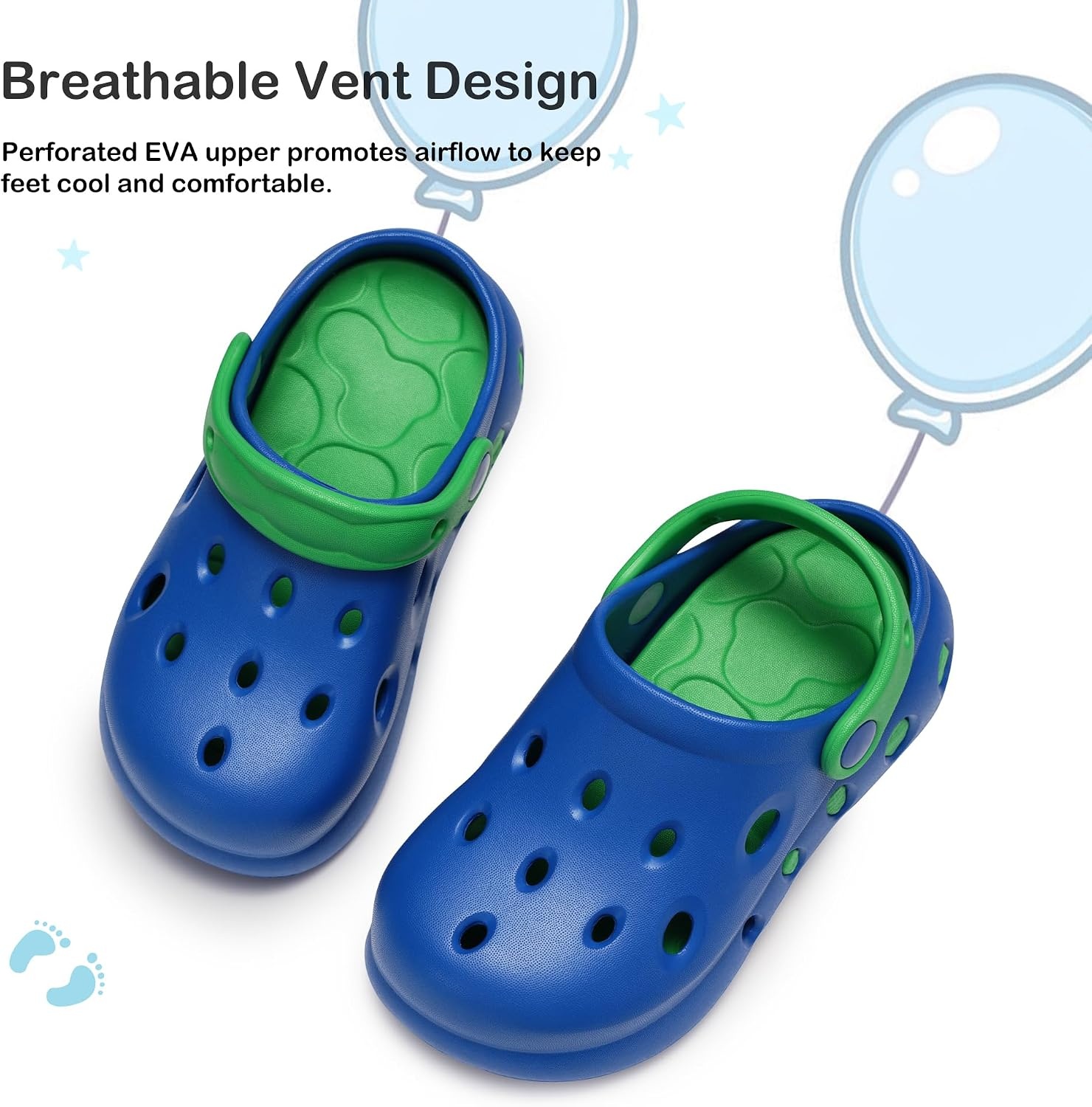 Stelle Garden Clogs for Girls Sandals Kids Water Shoes | Beach Sandals,Pool Slides,Slip-on,Daily wear,Adjustable cute strap(Blue)