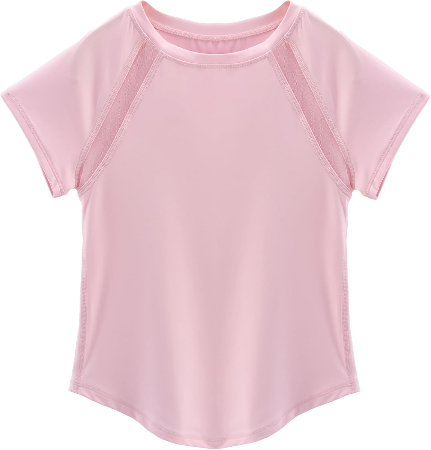 Stelle Athletic Shirts for Girls Short Sleeve Soccer Active Tshirts Kids(Light Pink)