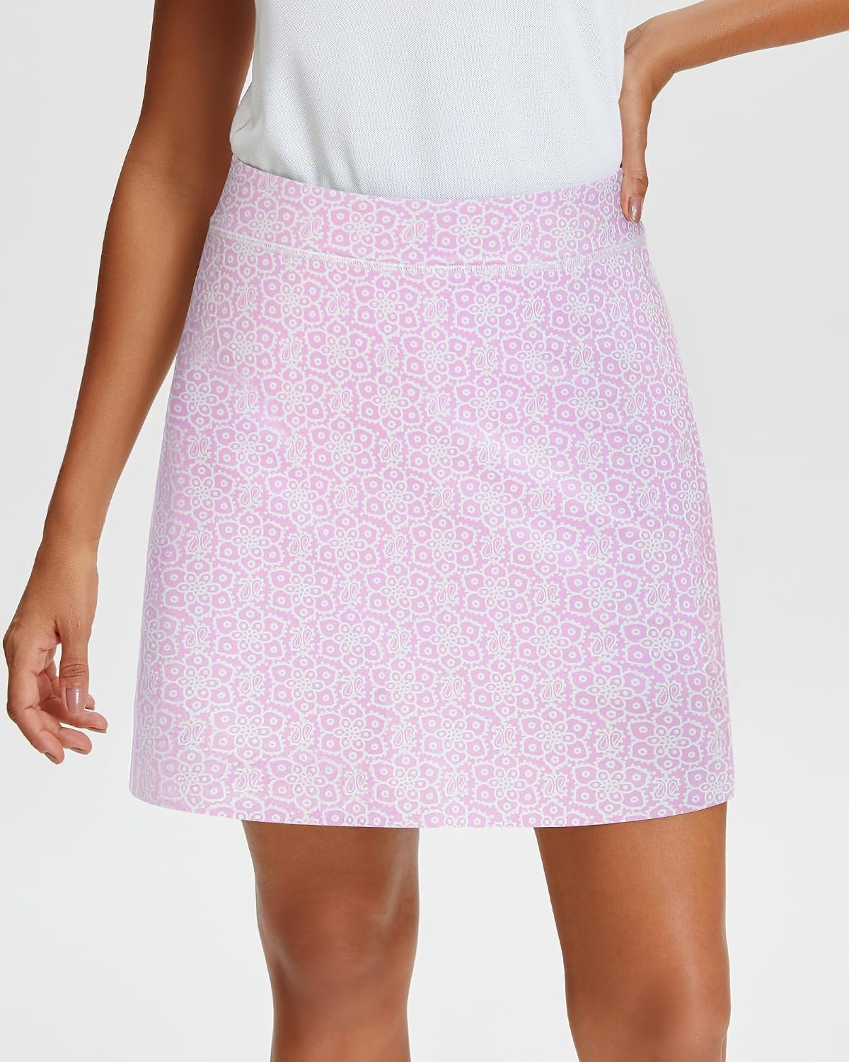 Stelle 17″ Golf Skirts for Women Pickleball Tennis Skorts with 2 Pockets(Paisley Bloom Print)