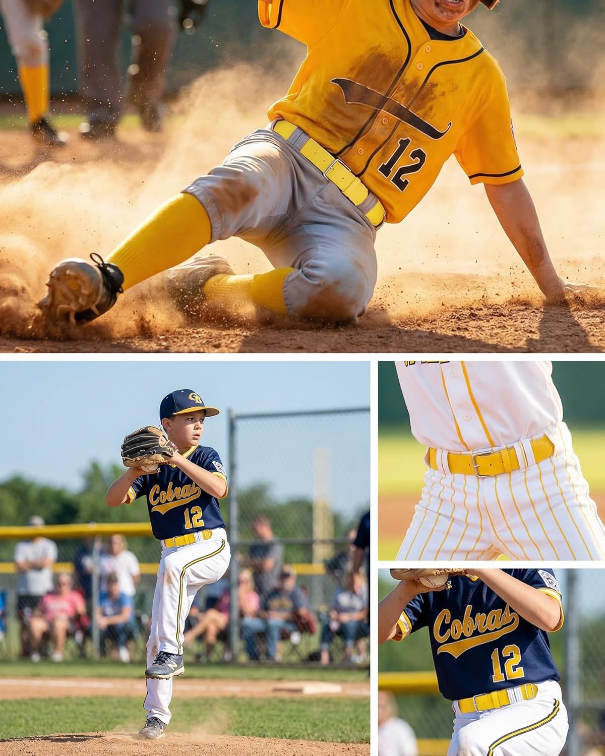 STELLE Baseball/Softball/Fastpitch Belt Girls Sports Elastic Adjustable Boys Uniform Belts Youth and Adult Sizes(Bright Yellow)