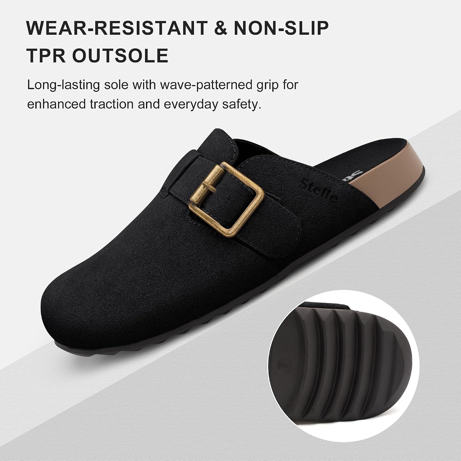 Stelle Suede Clogs for Women Men Potato Shoes(Black)