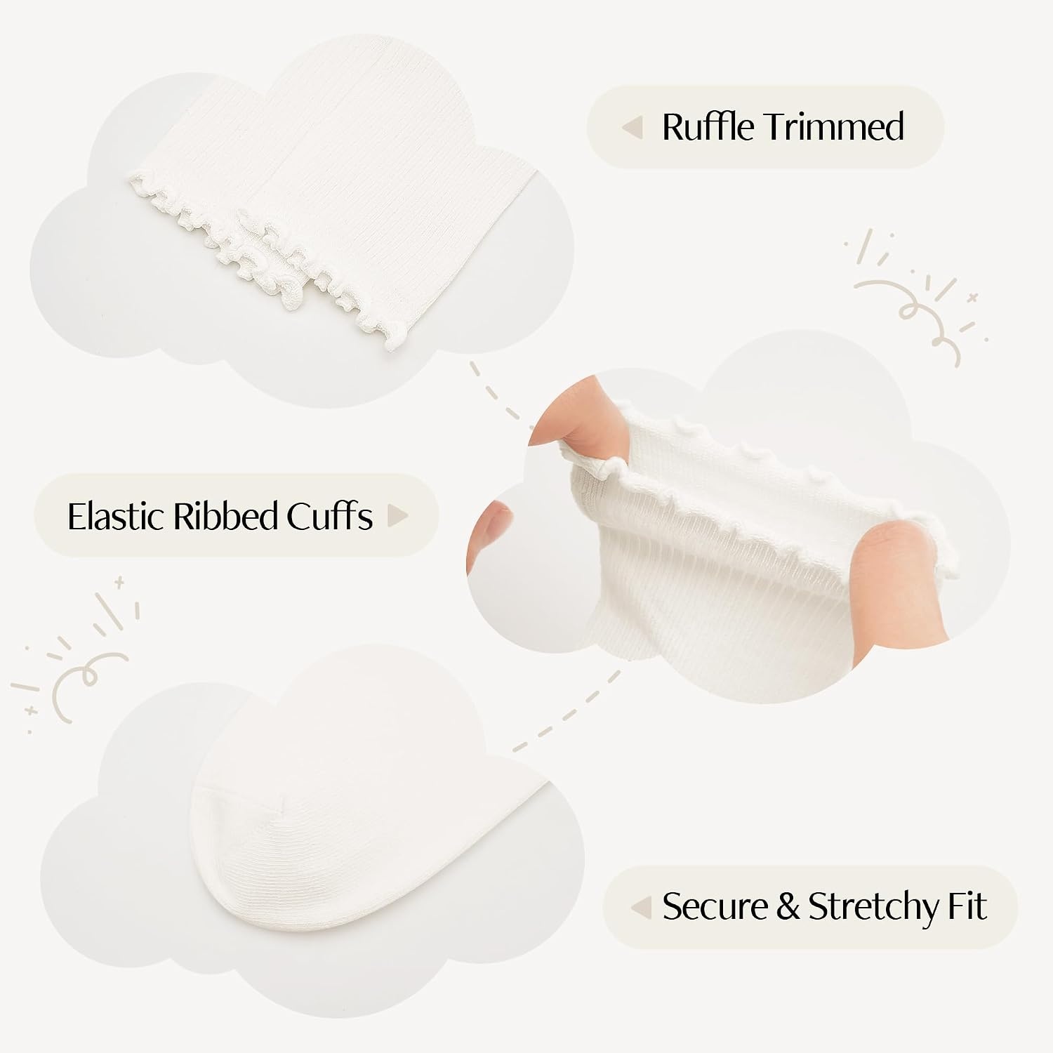 Stelle Girls Ruffle Socks Uniform Dress Ankle Crew Sock 3/5/6 Pairs for Kid | Lettuce Edge Sock, Cotton, Frilly, Breathable Comfort, Sweet Frilly Trim, Soft, Stretchy, School, Toddler, Kid, 3-18 Years(3 Pairs-white)