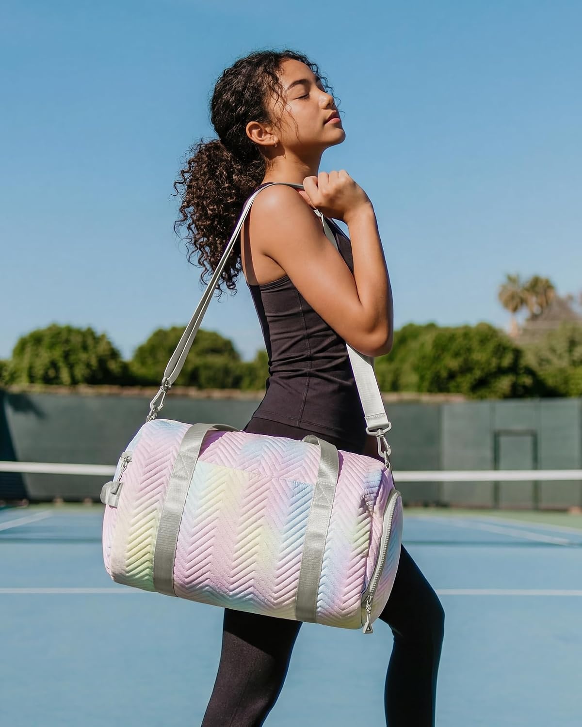 STELLE Dance Bag for Girls Duffle Bag with Shoe Compartment(RW,F) | Spacious duffle bag with shoe compartment, Perfect for ballet, Gymnastics, cheer, Travel, and gifts(Rainbow Wash)