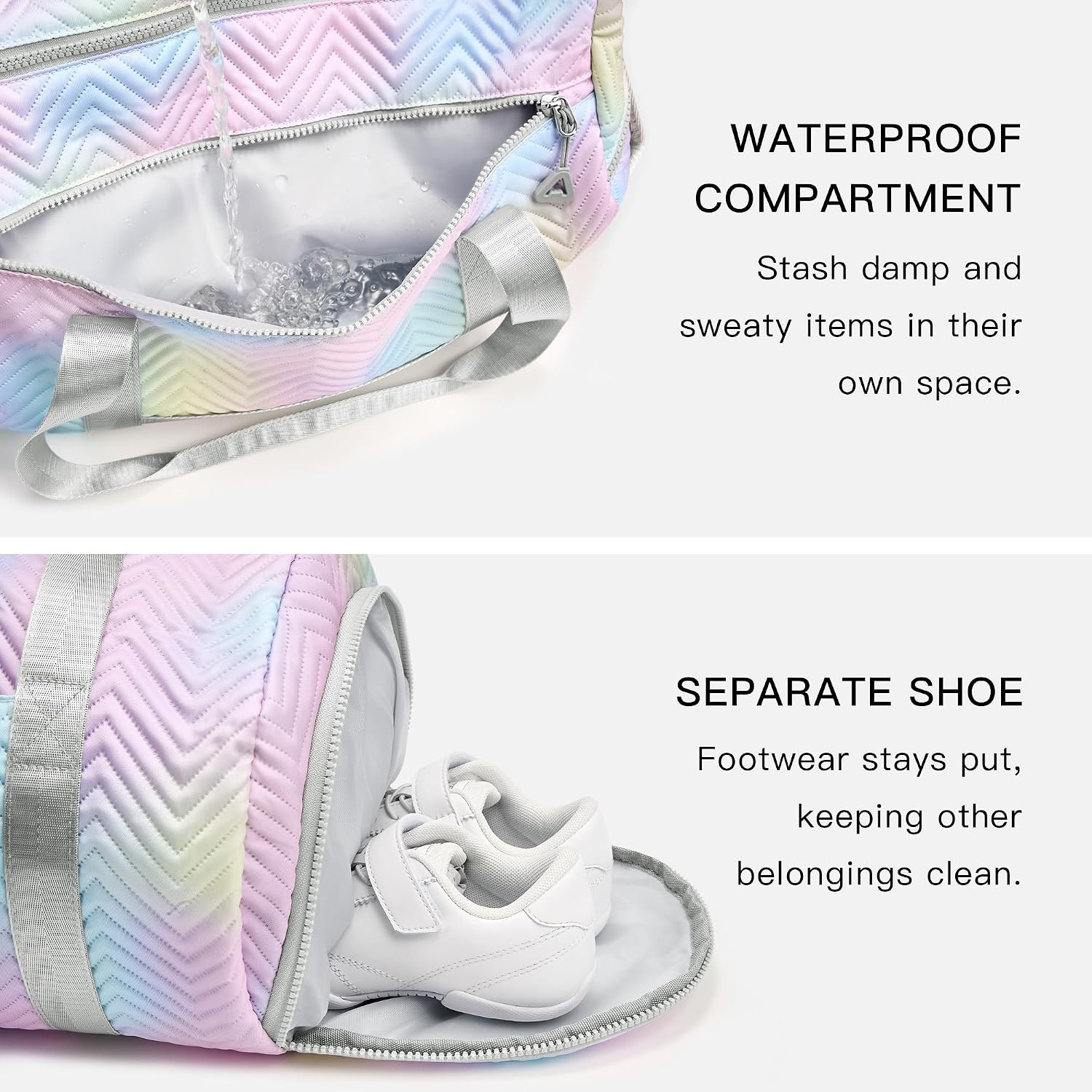STELLE Dance Bag for Girls Duffle Bag with Shoe Compartment(RW,F) | Spacious duffle bag with shoe compartment, Perfect for ballet, Gymnastics, cheer, Travel, and gifts(Rainbow Wash)