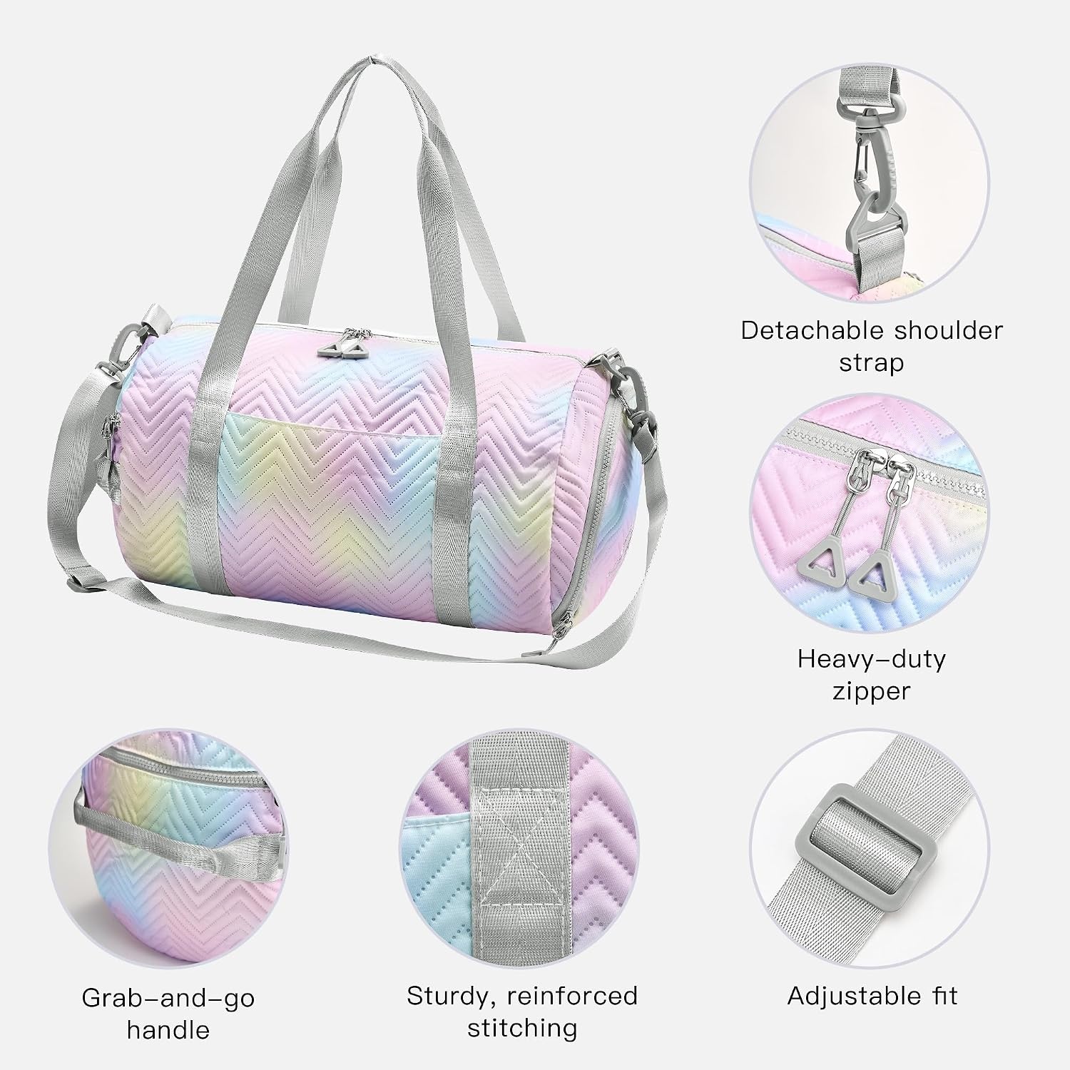 STELLE Dance Bag for Girls Duffle Bag with Shoe Compartment(RW,F) | Spacious duffle bag with shoe compartment, Perfect for ballet, Gymnastics, cheer, Travel, and gifts(Rainbow Wash)