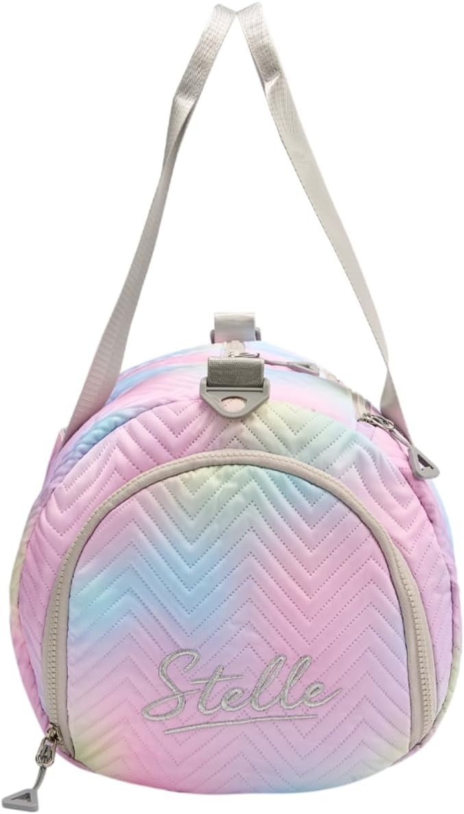 STELLE Dance Bag for Girls Duffle Bag with Shoe Compartment(RW,F) | Spacious duffle bag with shoe compartment, Perfect for ballet, Gymnastics, cheer, Travel, and gifts(Rainbow Wash)