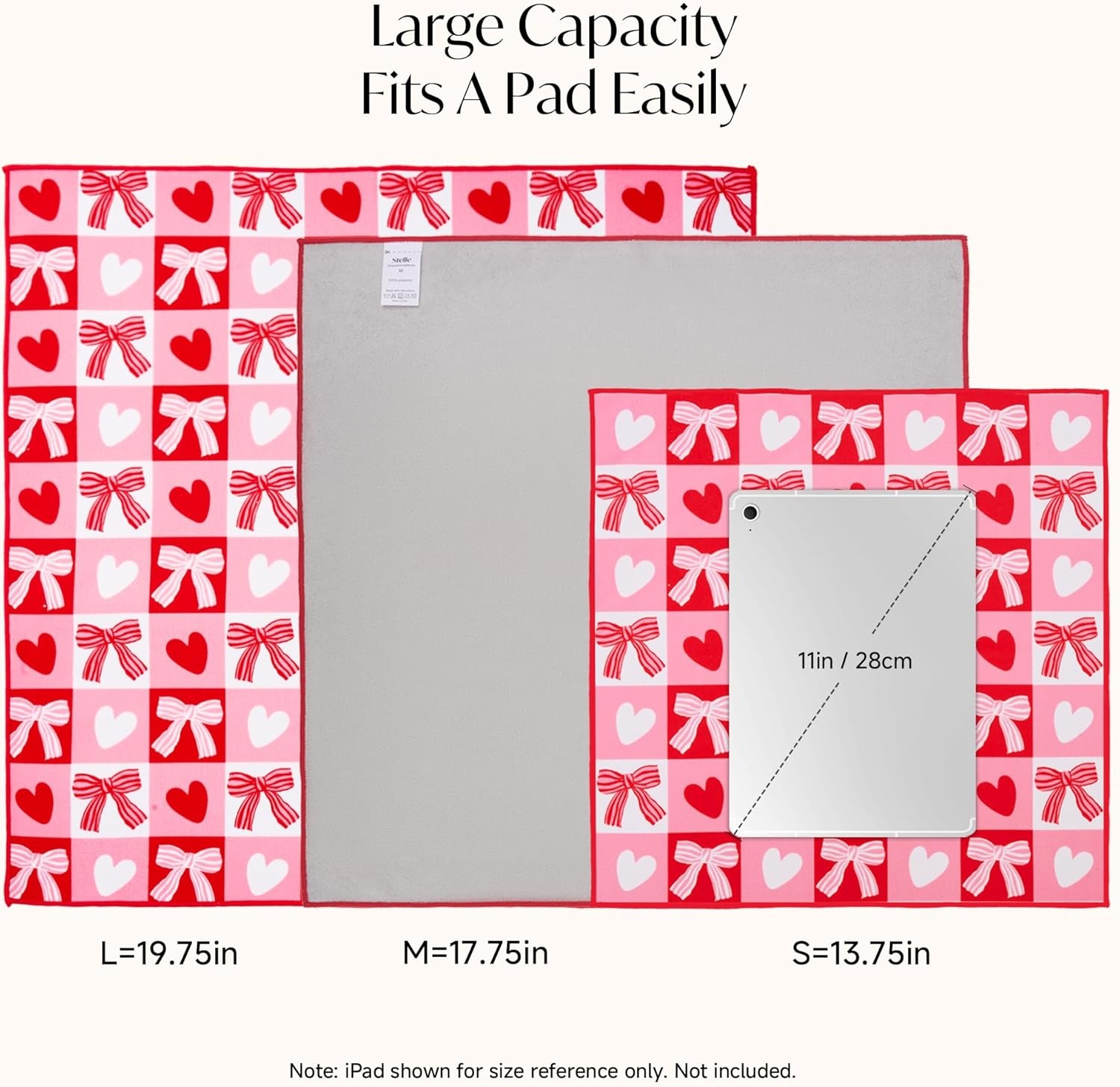 Stelle Self-Adhesive Magic Cloth Lazy Makeup Bag, Foldable Cosmetic Pouch for Camera Wrap Travel Organizer Red Checkered, 19.75″(Sweet Check)