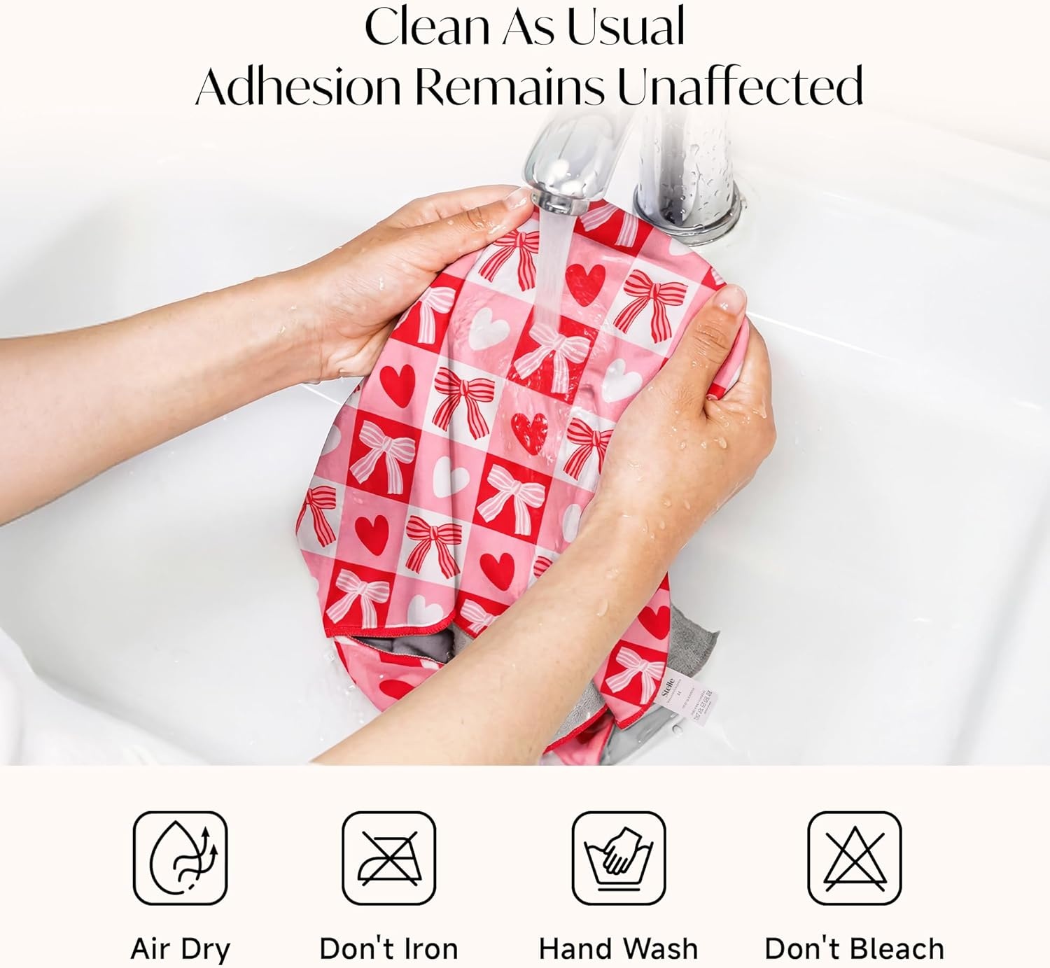 Stelle Self-Adhesive Magic Cloth Lazy Makeup Bag, Foldable Cosmetic Pouch for Camera Wrap Travel Organizer Red Checkered, 19.75″(Sweet Check)