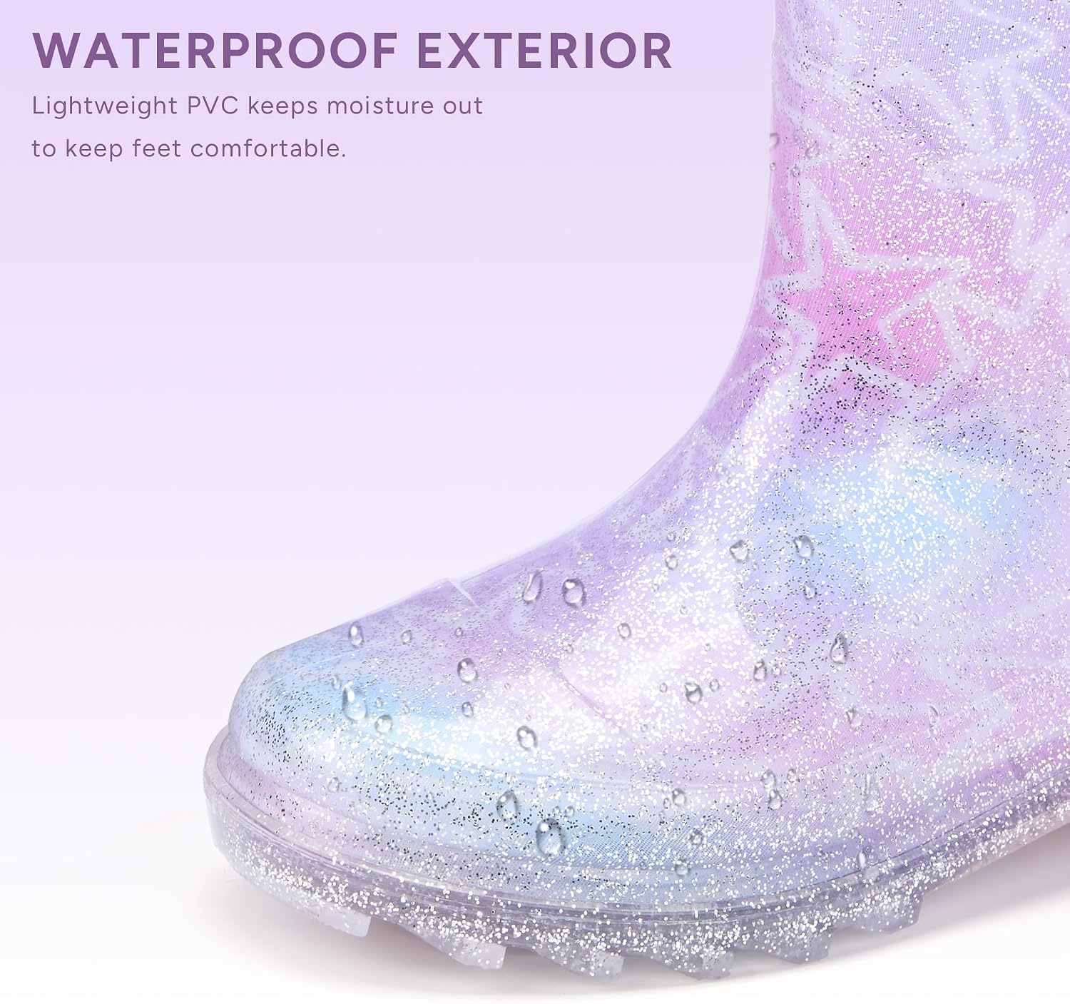 Stelle Girls Light Up Rain Boots for Toddler Kids Glitter Boots(Pink Ombre Glitter)