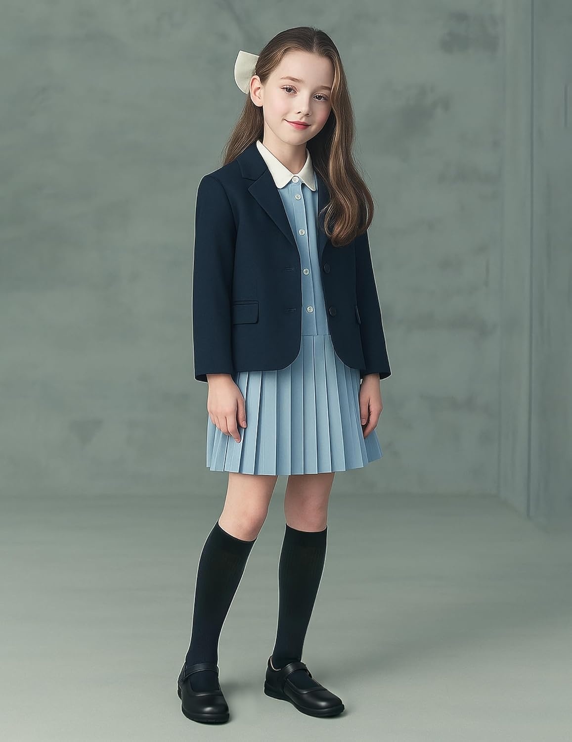 Stelle Girls Socks Knee High Socks for Girls Cotton Uniform Long Sock for Toddler 3 Pairs School Socks 3-18 Years(Black+white+navy)