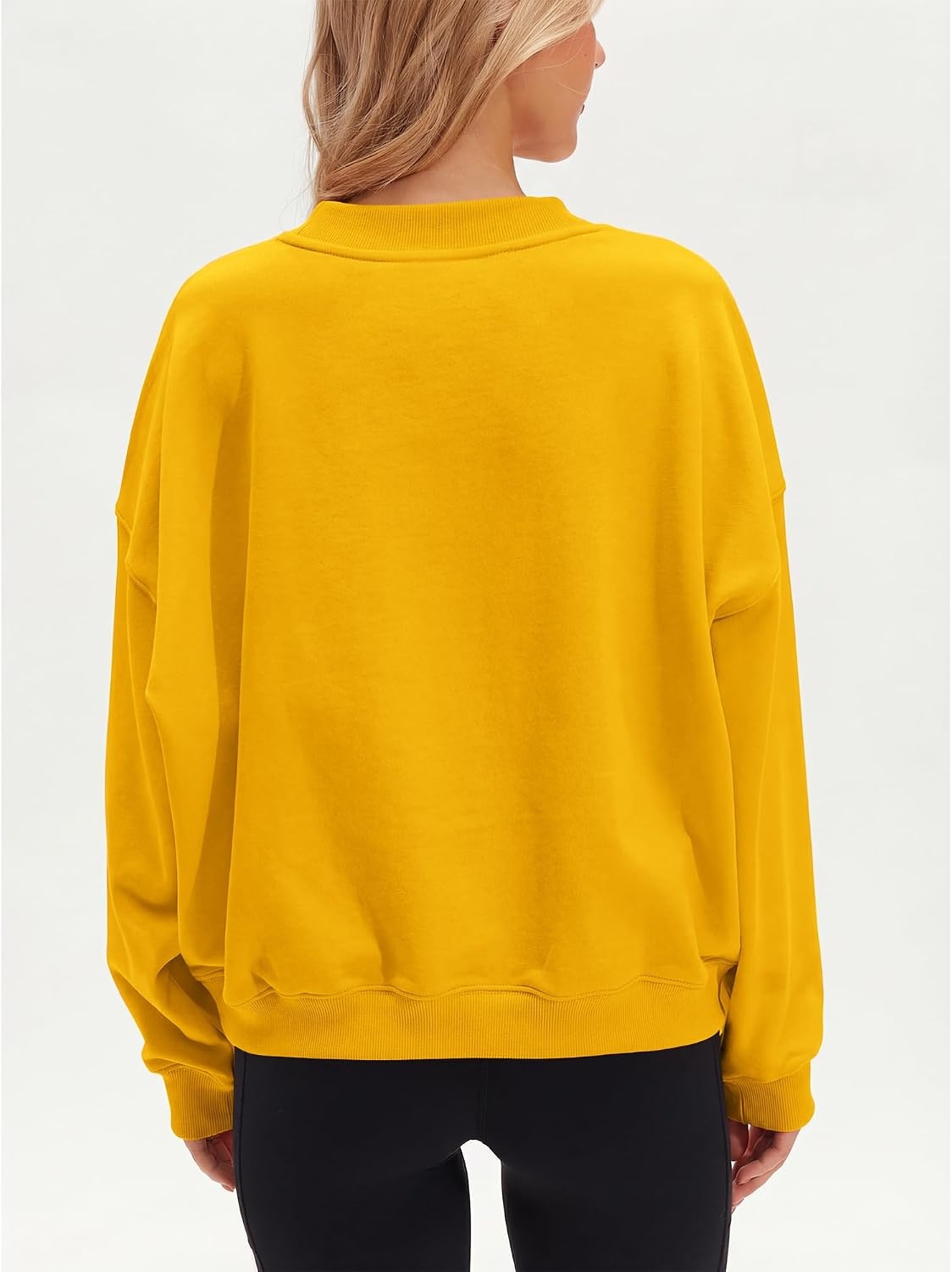 Stelle Women’s 100% Cotton Oversized Sweatshirt Drop Shoulder Crewneck Pullover Long Sleeve Lounge Top(Yolk)