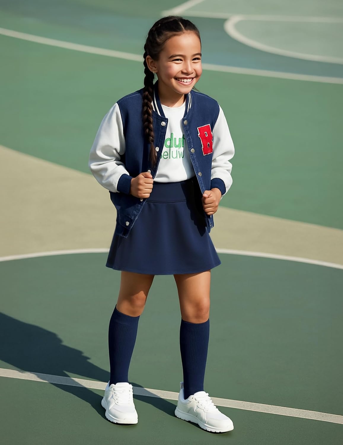Stelle Girls Knee High Socks Cotton School Uniform Dress Long Sock 3 Pairs | Cheer Calf Sock, Seamless Toe, Tall, Soft, Breathable Comfort, Stretchy Ribbed, Little Kids, Toddler, 3-18 Years(3-navy)