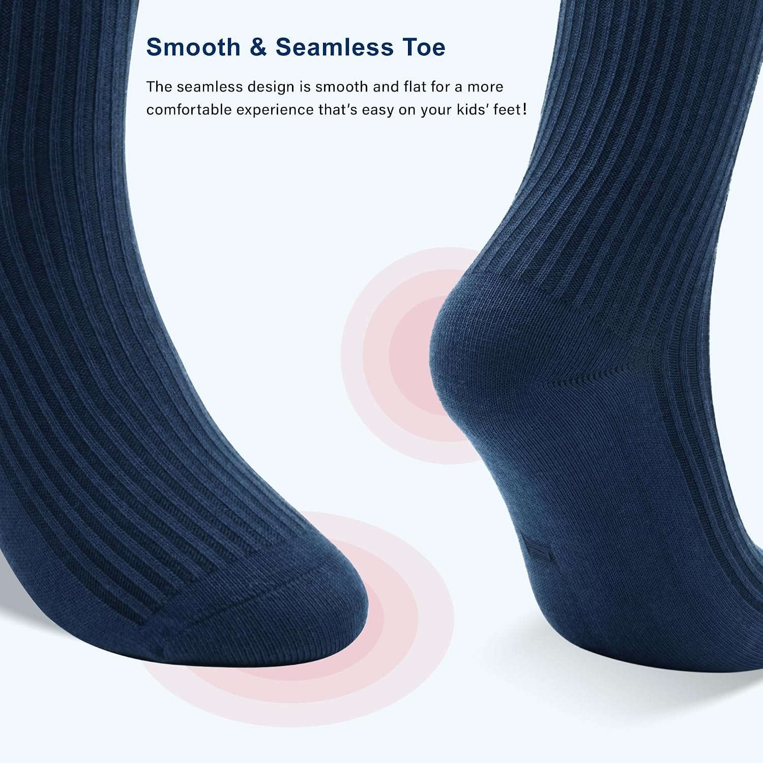 Stelle Girls Knee High Socks Cotton School Uniform Dress Long Sock 3 Pairs | Cheer Calf Sock, Seamless Toe, Tall, Soft, Breathable Comfort, Stretchy Ribbed, Little Kids, Toddler, 3-18 Years(3-navy)
