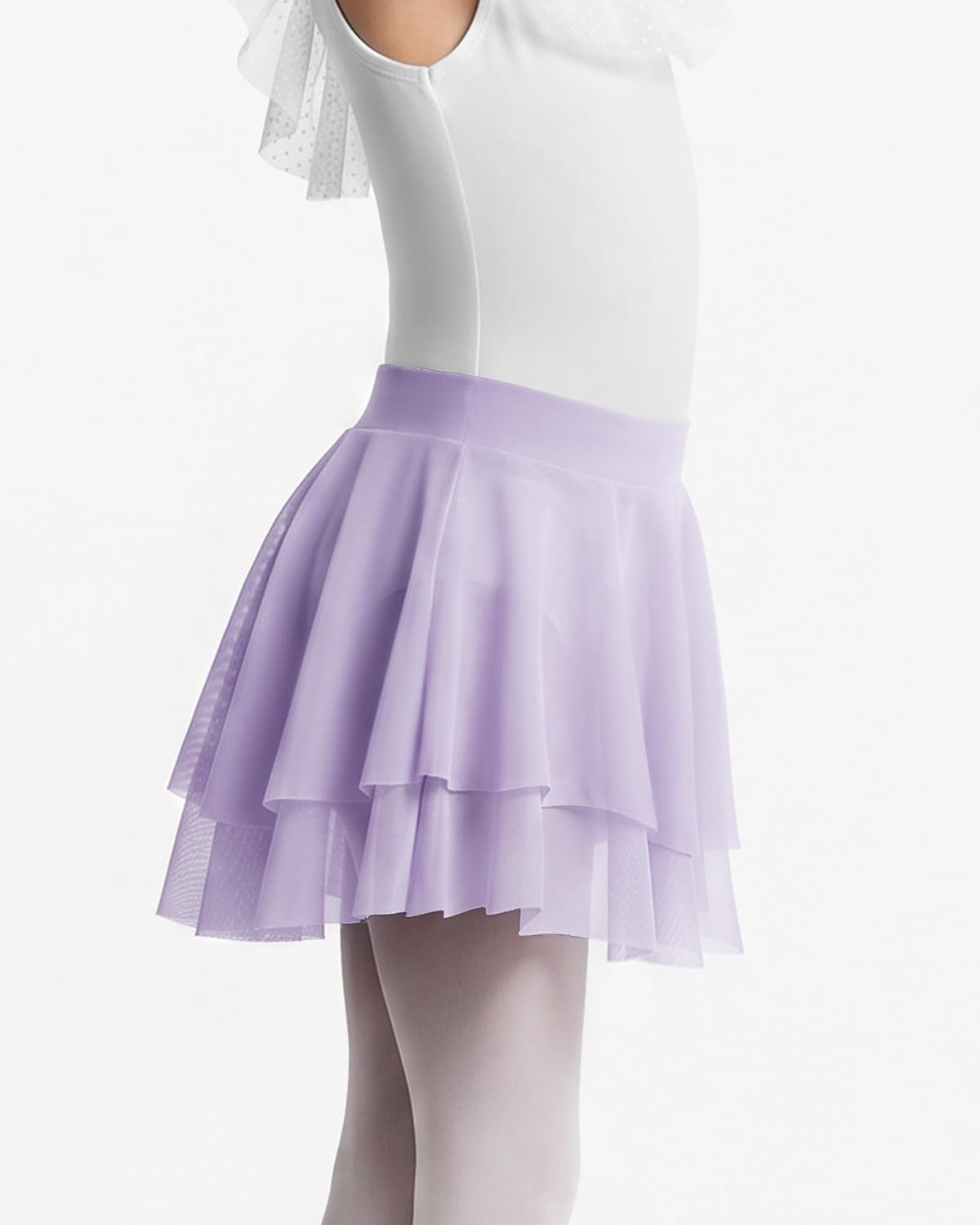Stelle Girls Ballet Skirt Pull On Dance Wrap Skirt Kid Layered Ruffle Skirt | Girls black/pink/white/lavender/blue ballet skirt, Pull on elastic waist, Ballet skirts for girls, Dance, Studio, Performance(Lavender)