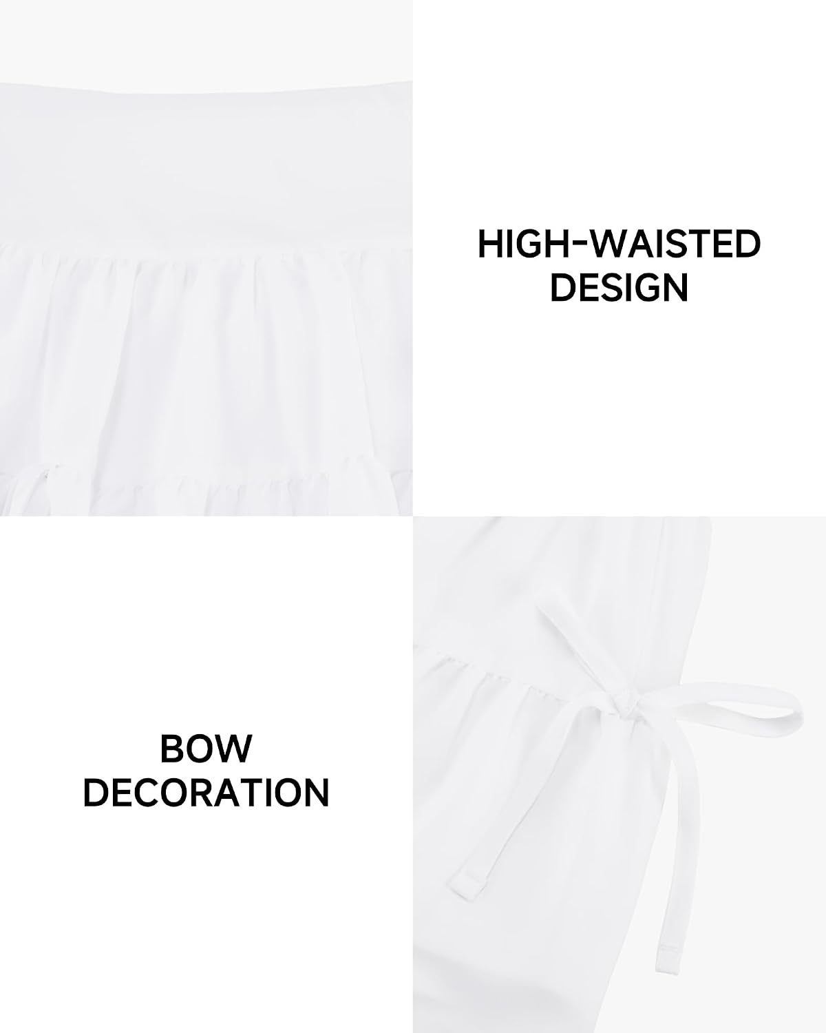 Stelle Girls Tiered Tennis Skirt with Built-in Shorts, Pockets & Bows | Athletic Skirts, Density Chiffon, Bow Detail, Built-In Shorts, High Waisted, Lightweight, Breathable, Running, Cute Style(White)