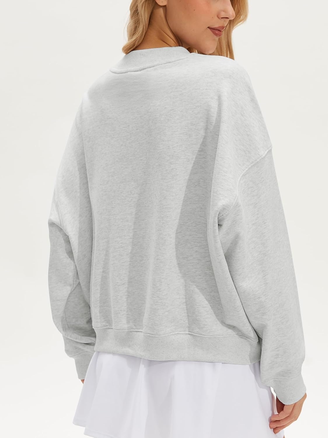 Stelle Women’s 100% Cotton Oversized Sweatshirt Drop Shoulder Crewneck Pullover Long Sleeve Lounge Top(Light Heather Grey)
