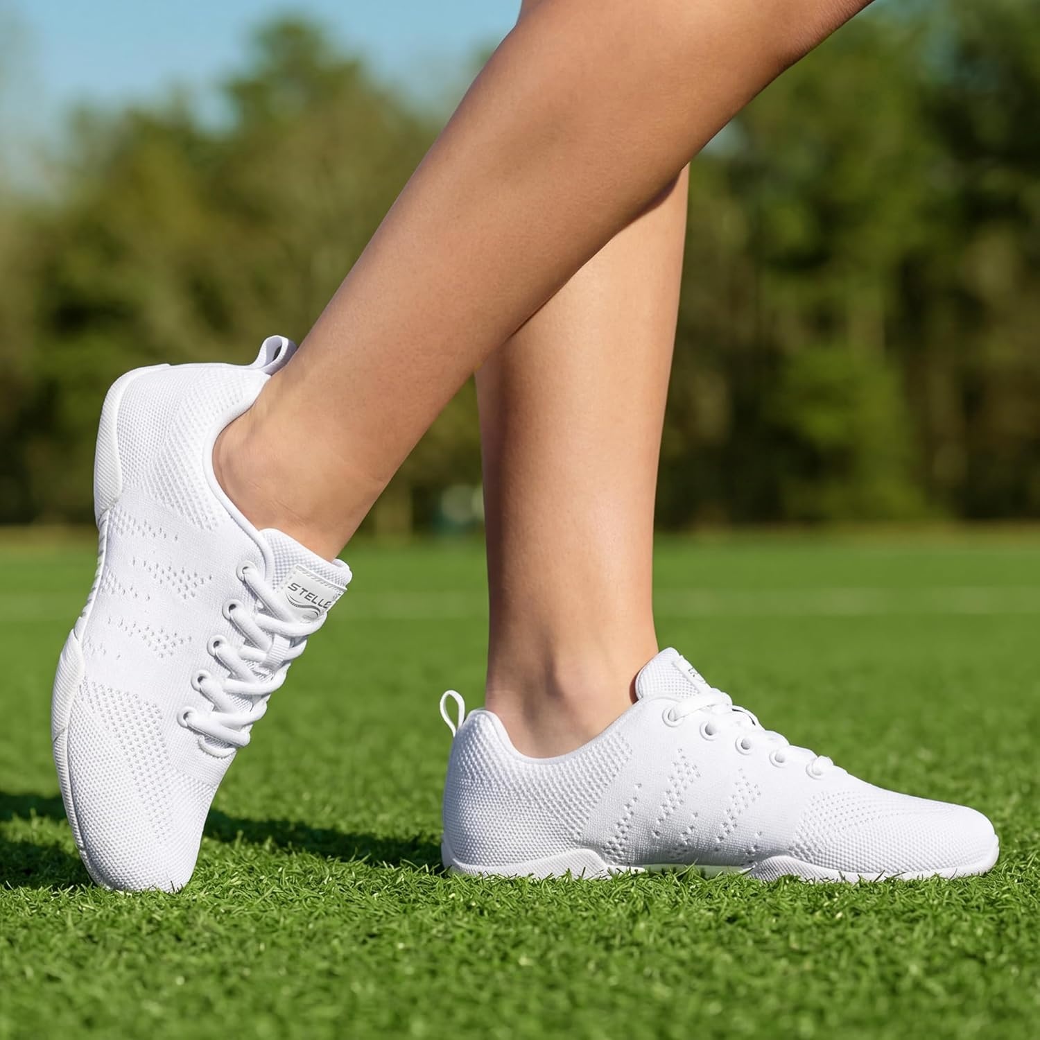 Stelle Cheer Shoes for Girls and Women Lightweight Youth Cheerleading Dance Sneakers Athletic Training Tennis Shoes(White)
