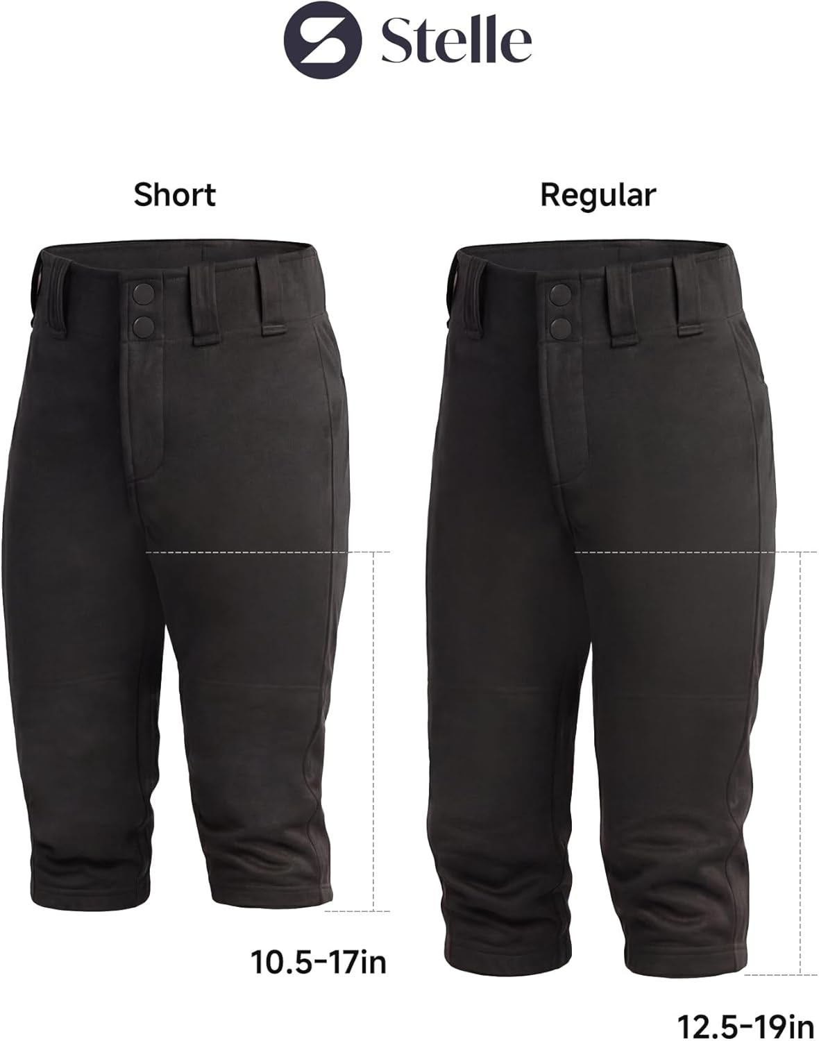 Stelle Girls Softball Pants Kids Knickers Knee-High Pants with Pockets for Youth Tee Ball & Fastpitch Style(Black)