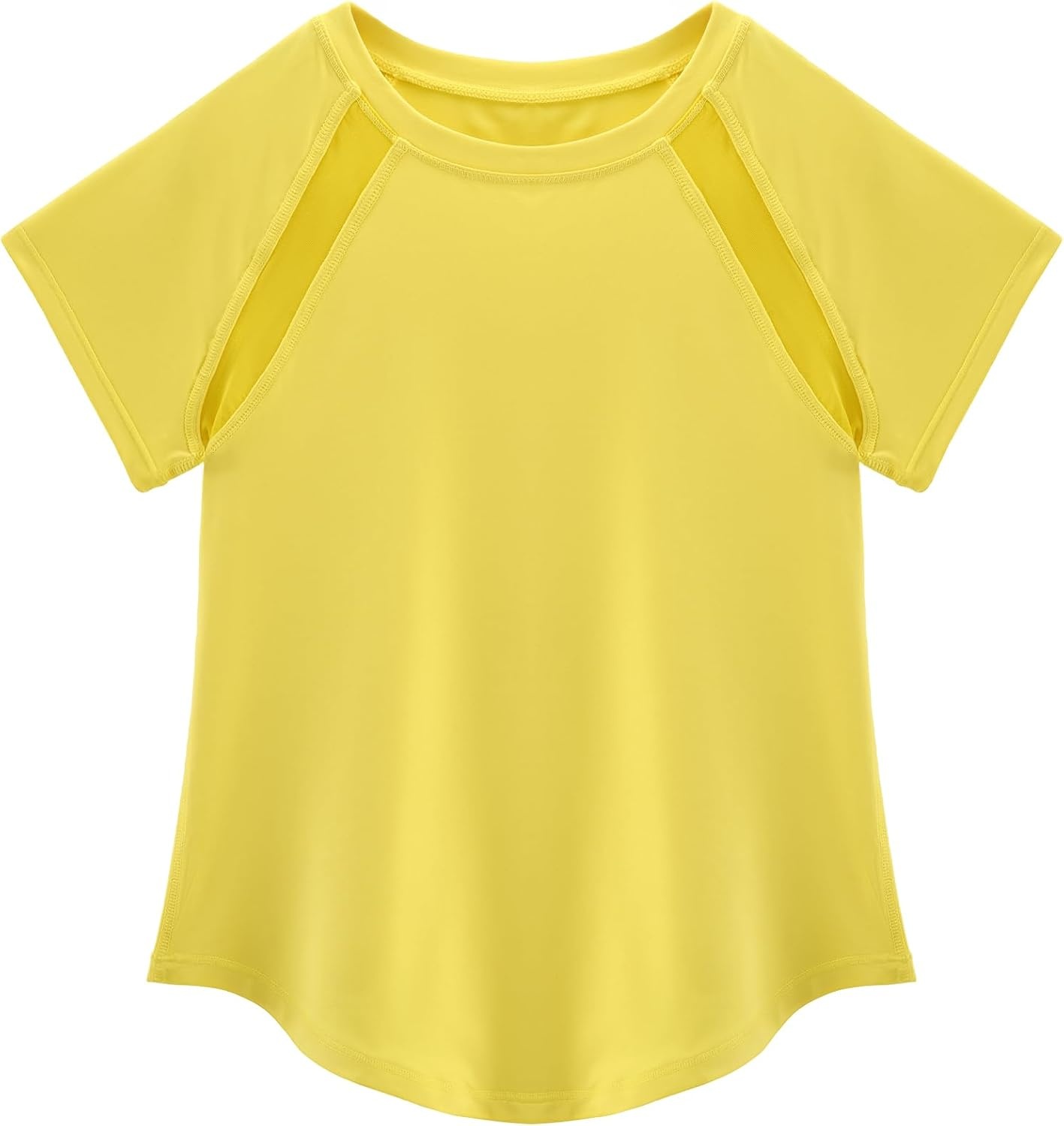 Stelle Athletic Shirts for Girls Short Sleeve Soccer Active Tshirts Kids | Moisture-wicking, Quick Dry, Breathable, Lightweight, Running, Tennis, Training, Sports, Crewneck Top, Summer Tee(Yellow)