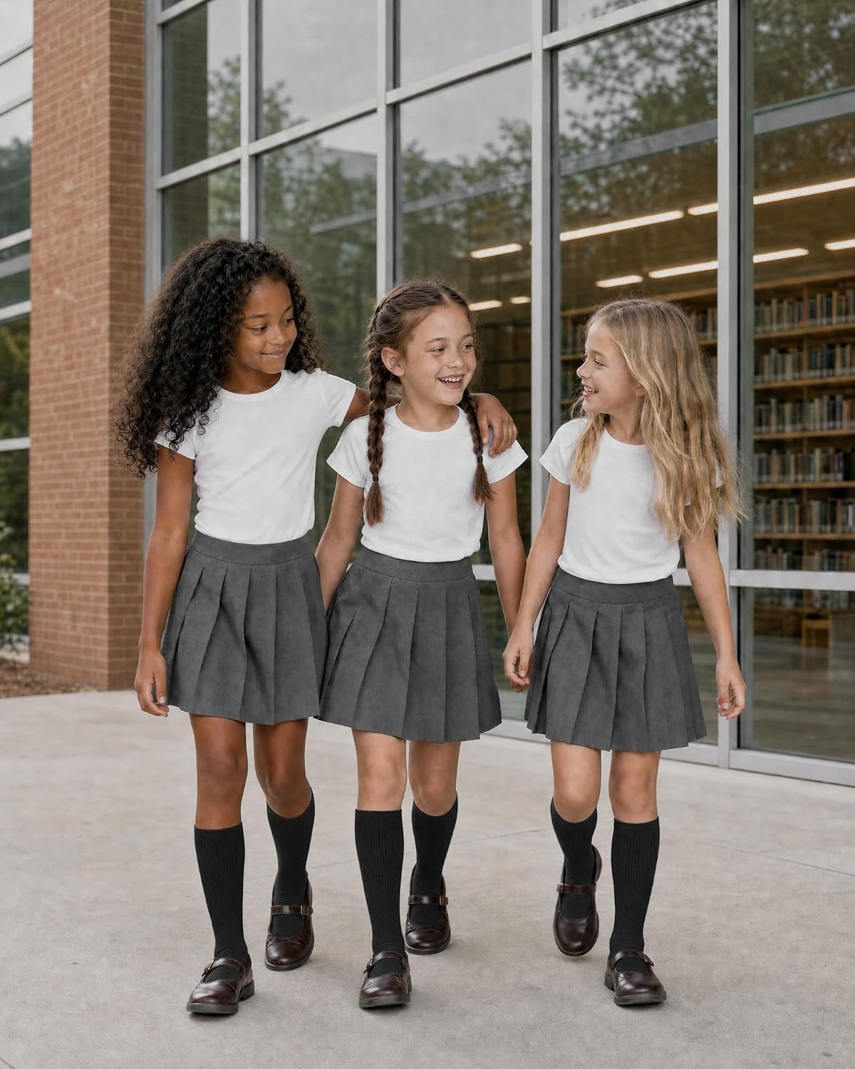 Stelle Girls Socks Knee High Socks for Girls Cotton Uniform Long Sock for Toddler 3 Pairs School Socks 3-18 Years(3-black)
