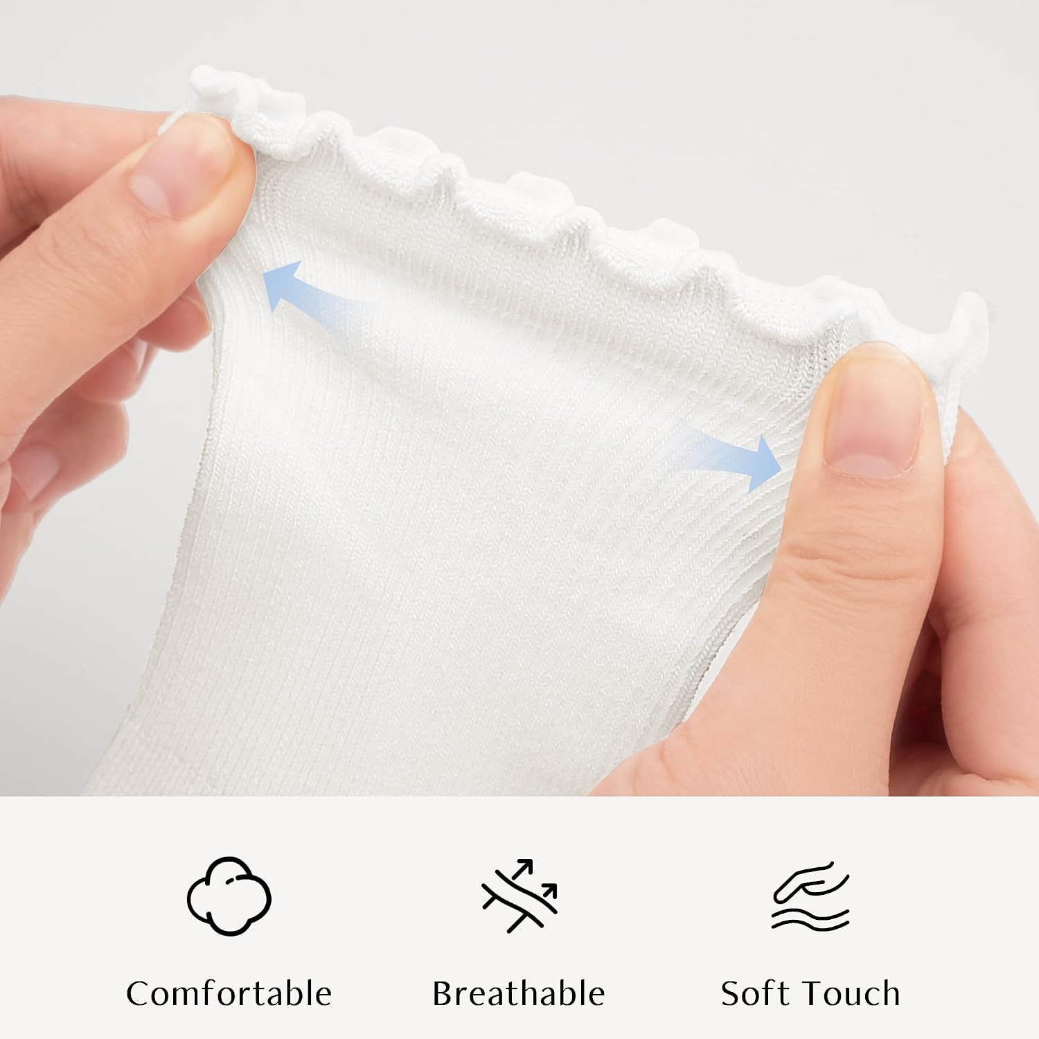 Stelle Girls Ruffle Socks Cotton School Uniform Dress Socks 3/5/6 Pairs Crew Soft Cute Frilly Sock for Kids Toddler(6 Pairs-white)