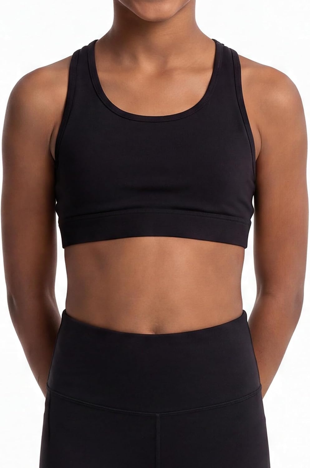 Stelle Girls Sports Bra Training Bra for Girls Racerback Bra Athletic Yoga Crop Top for Teens Kids(Black)