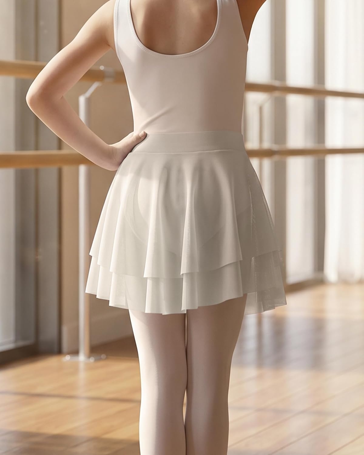 Stelle Girls Ballet Skirt Pull On Dance Wrap Skirt Kid Layered Ruffle Skirt | Girls black/pink/white/lavender/blue ballet skirt, Pull on elastic waist, Ballet skirts for girls, Dance, Studio, Performance(White)