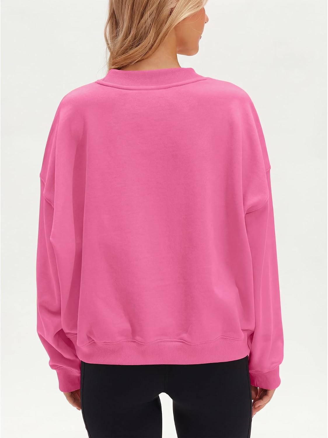 Stelle Women’s 100% Cotton Oversized Sweatshirt Drop Shoulder Crewneck Pullover Long Sleeve Lounge Top(Taffy Pink)