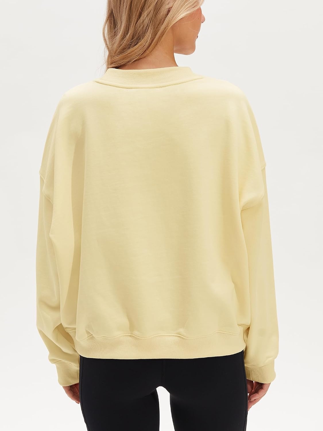 Stelle Women’s 100% Cotton Oversized Sweatshirt Drop Shoulder Crewneck Pullover Long Sleeve Lounge Top(Vanilla)