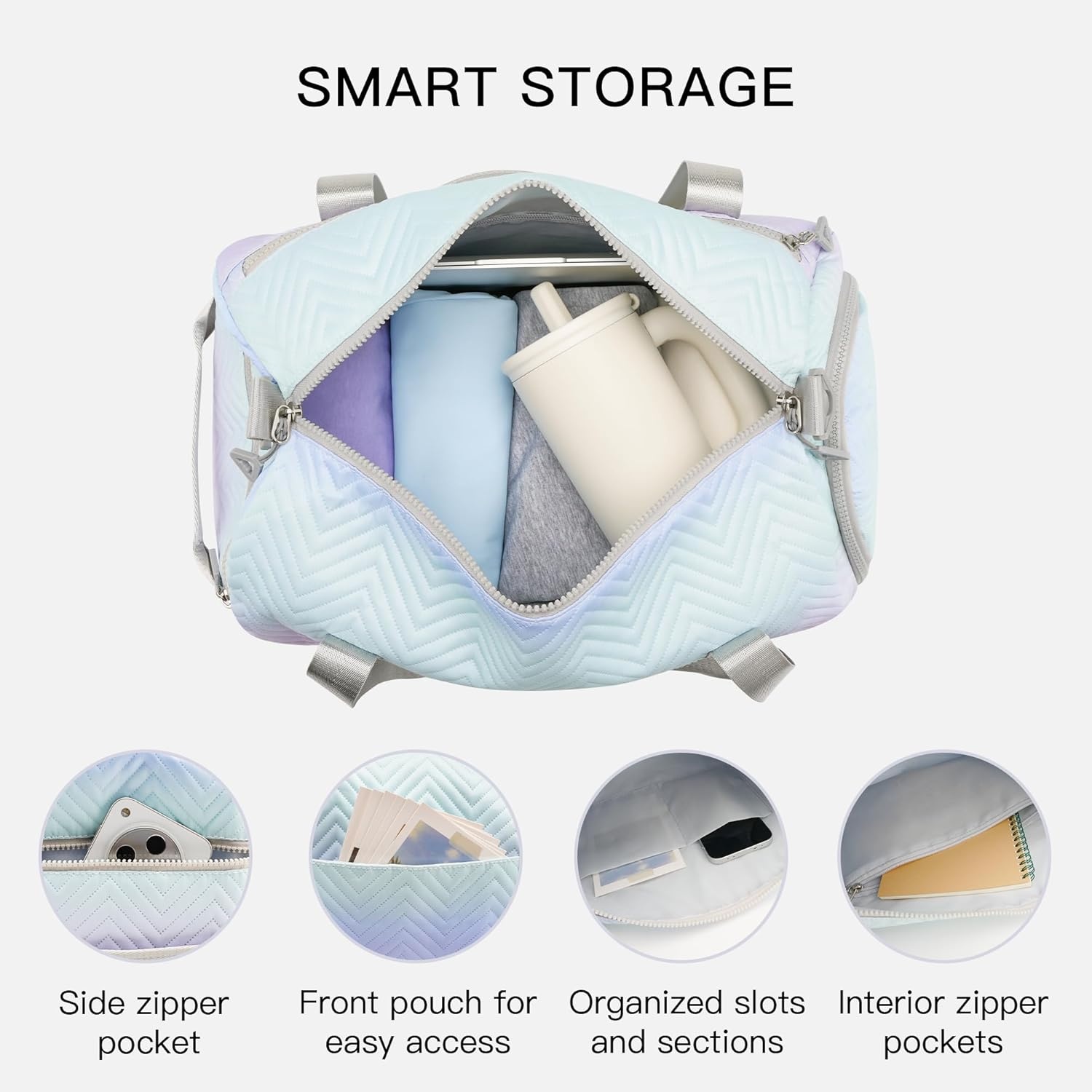STELLE Dance Bag for Girls Duffle Bag with Shoe Compartment(RW,F) | Spacious duffle bag with shoe compartment, Perfect for ballet, Gymnastics, cheer, Travel, and gifts(Lilac Mint)