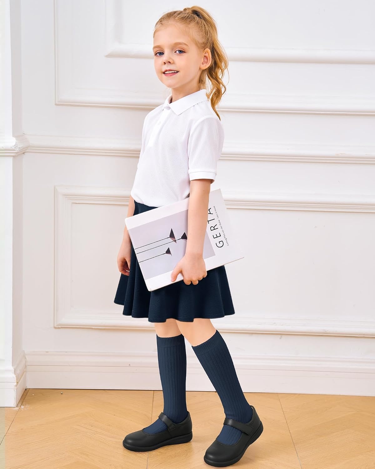 Stelle Girls Socks Knee High Socks for Girls Cotton Uniform Long Sock for Toddler 3 Pairs School Socks 3-18 Years(3-navy)