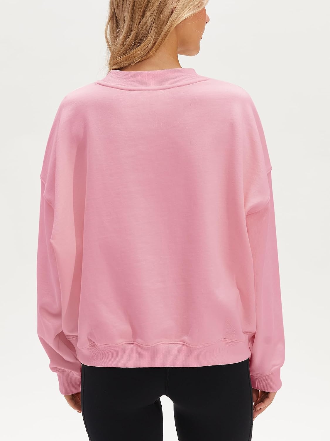 Stelle Women’s 100% Cotton Oversized Sweatshirt Drop Shoulder Crewneck Pullover Long Sleeve Lounge Top(Light Pink)