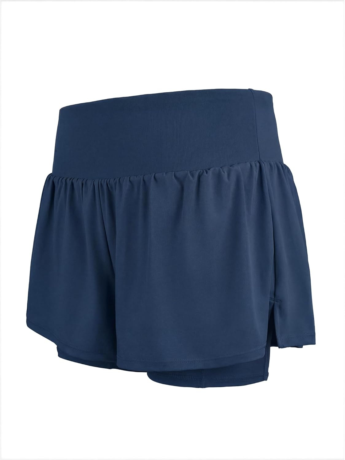 Stelle Women 2 in 1 Running Shorts Flowy Athletic Short High Waisted Workout Tennis Gym Short with Liner Pockets(Navy)