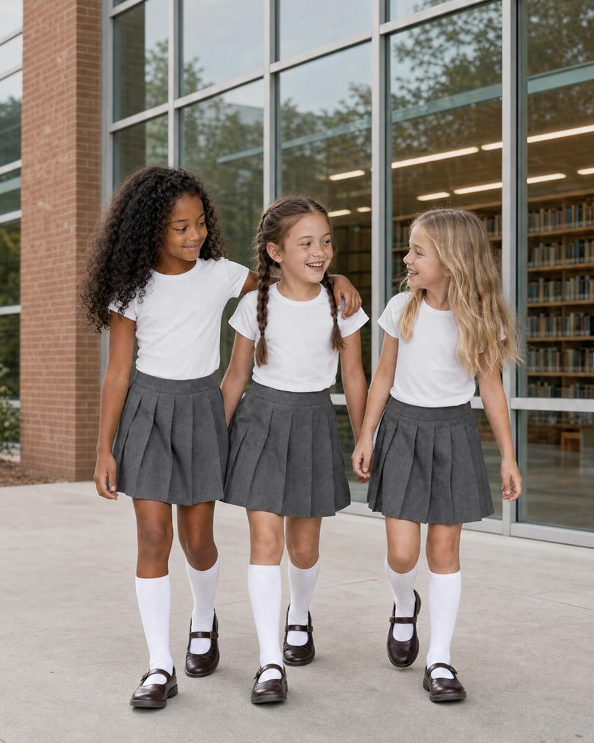 Stelle Girls Socks Knee High Socks for Girls Cotton Uniform Long Sock for Toddler 3 Pairs School Socks 3-18 Years(3-true White)