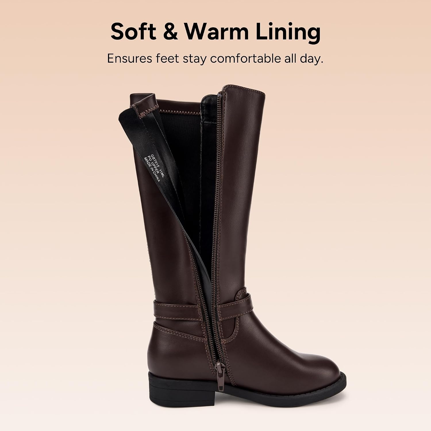 Stelle Girls Knee High Boots with Side Zipper Riding Boots(Espresso)