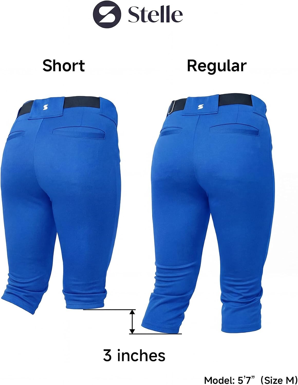Stelle Women’s Softball Pants Knickers Knee-High Baseball Pant with Pockets for Athletes Tee Ball Fastpitch Style(Blue)