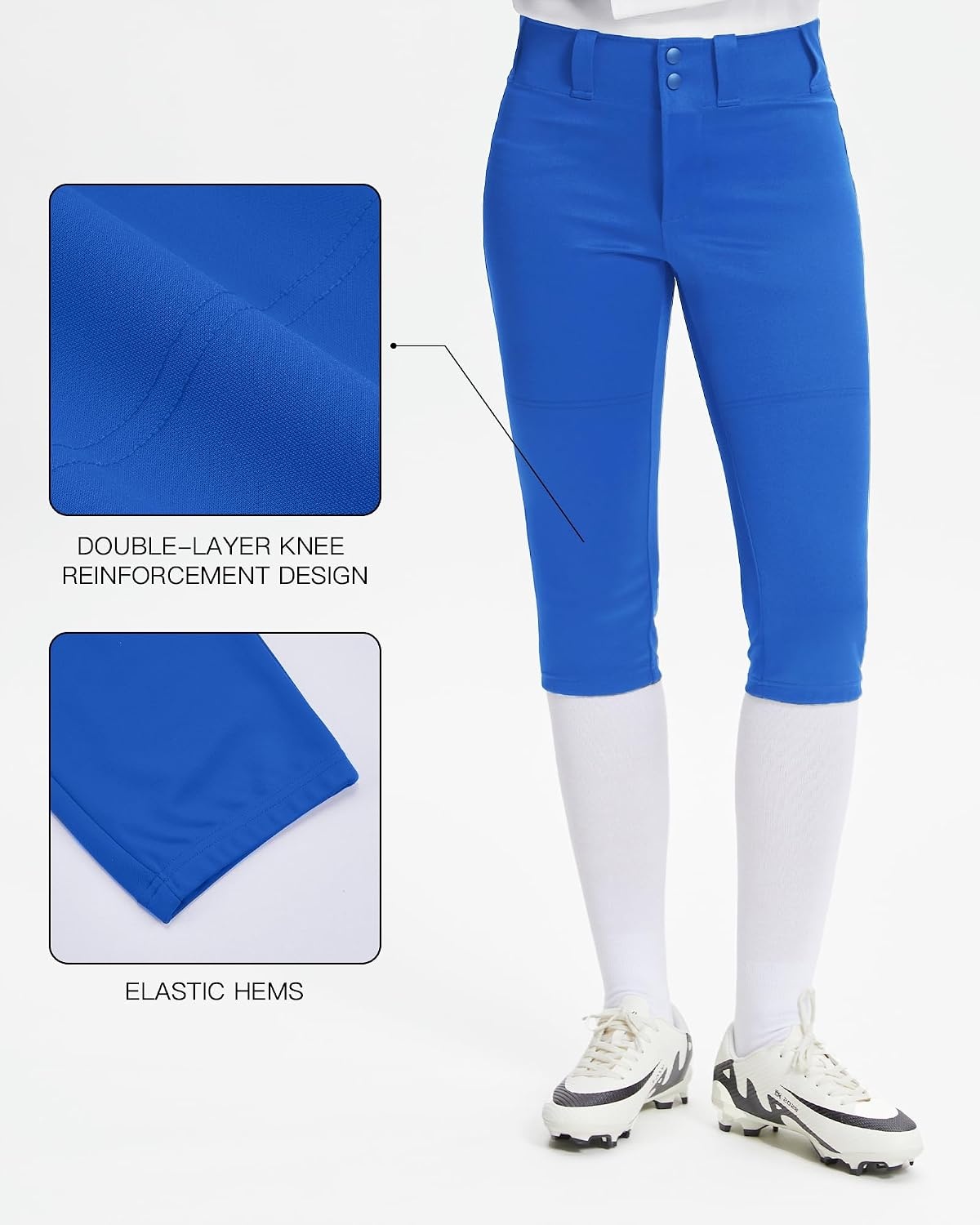 Stelle Women’s Softball Pants Knickers Knee-High Baseball Pant with Pockets for Athletes Tee Ball Fastpitch Style(Blue)