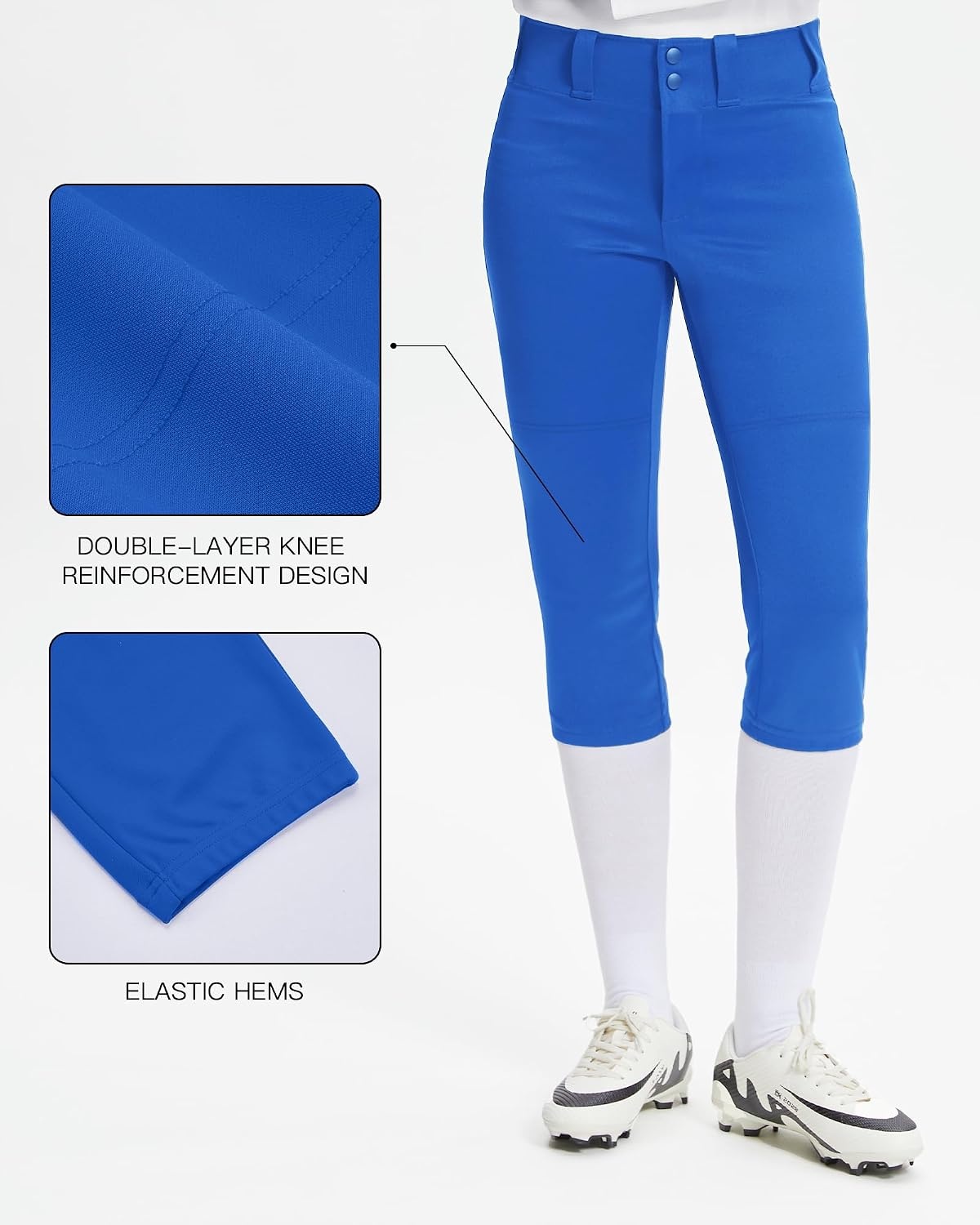 Stelle Women’s Softball Pants Knickers Knee-High Baseball Pant with Pockets for Athletes Tee Ball Fastpitch Style(Blue)