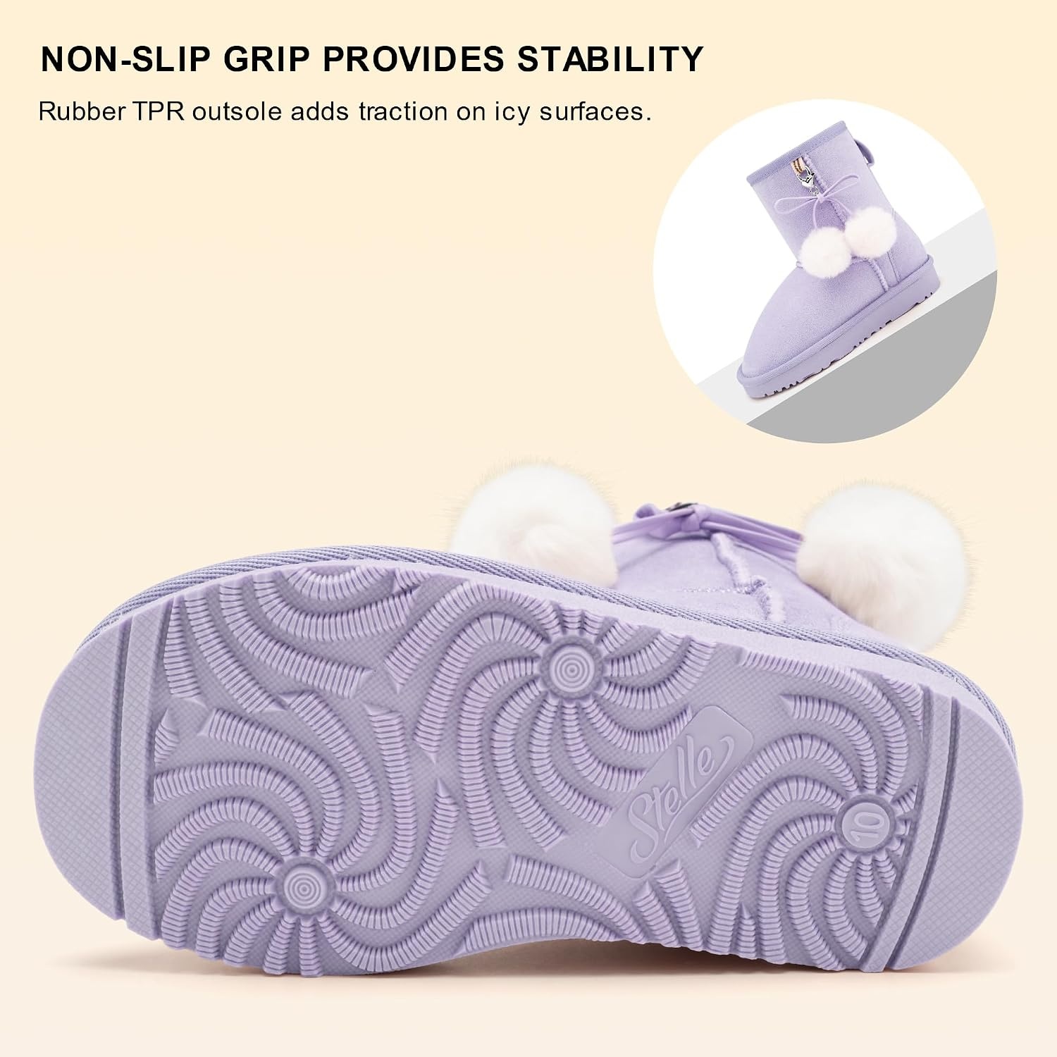 Stelle Kids Winter Boots Girls Boys Snow High Ankle Boots(Lavender)