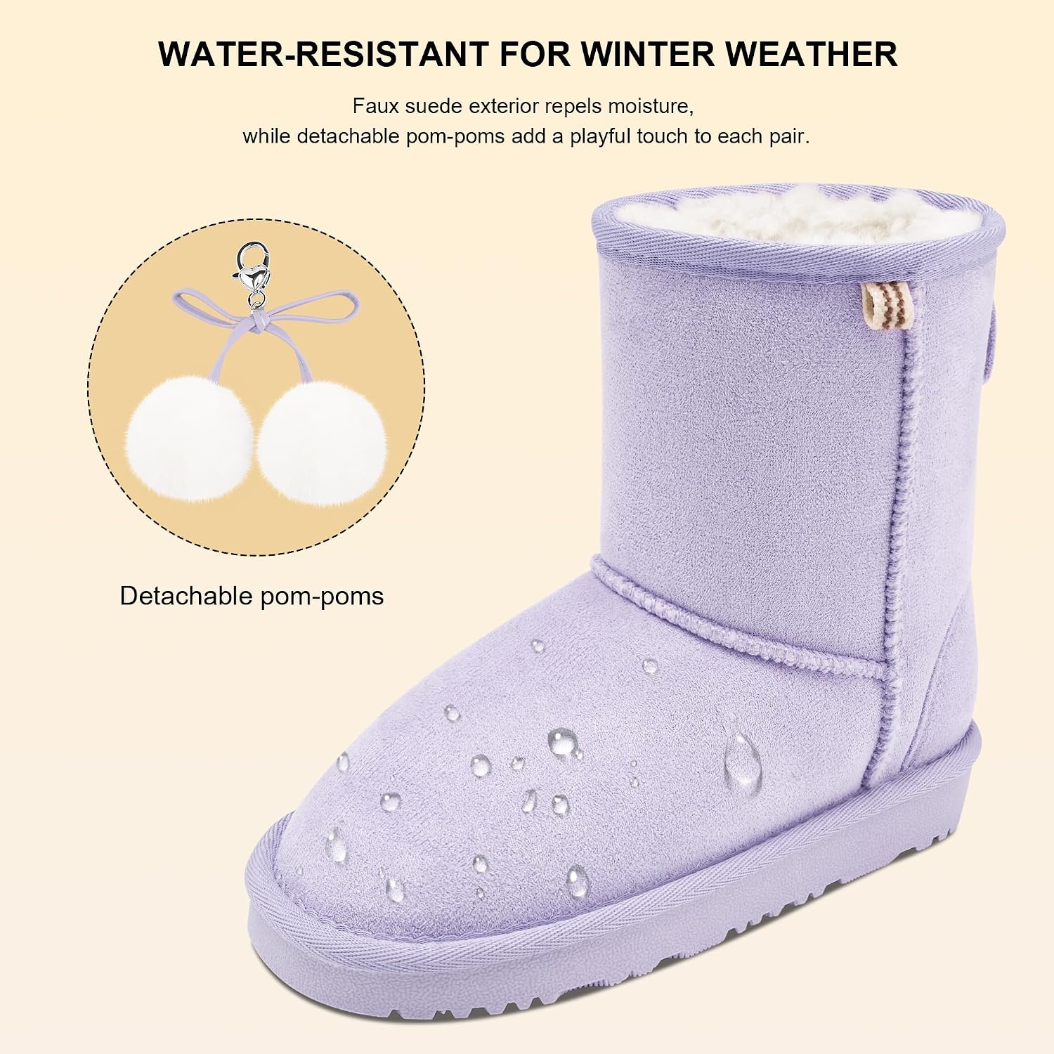 Stelle Kids Winter Boots Girls Boys Snow High Ankle Boots(Lavender)