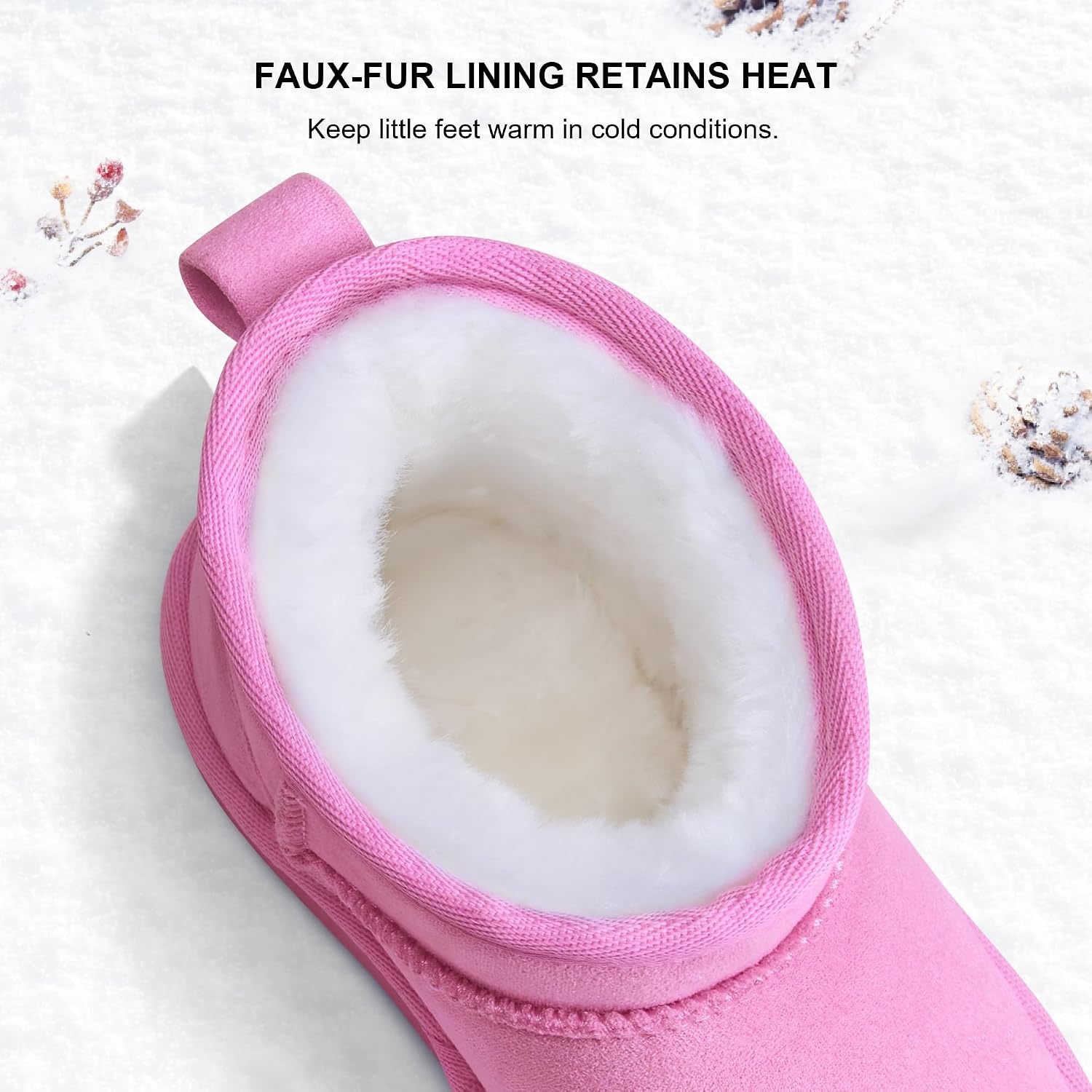 Stelle Kids Snow Boots Girls Boys Winter Ankle Boots(Taffy Pink)