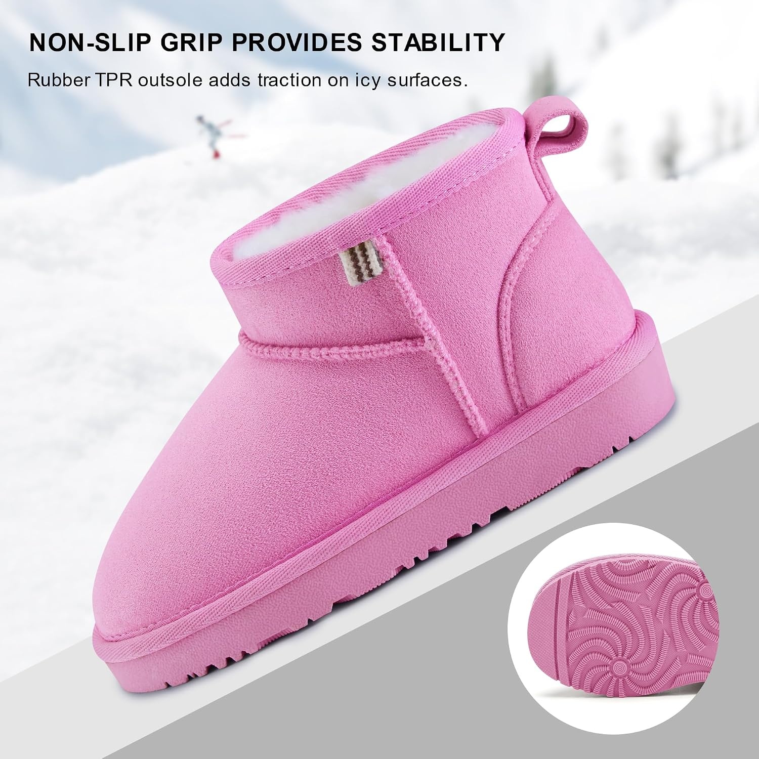 Stelle Kids Snow Boots Girls Boys Winter Ankle Boots(Taffy Pink)