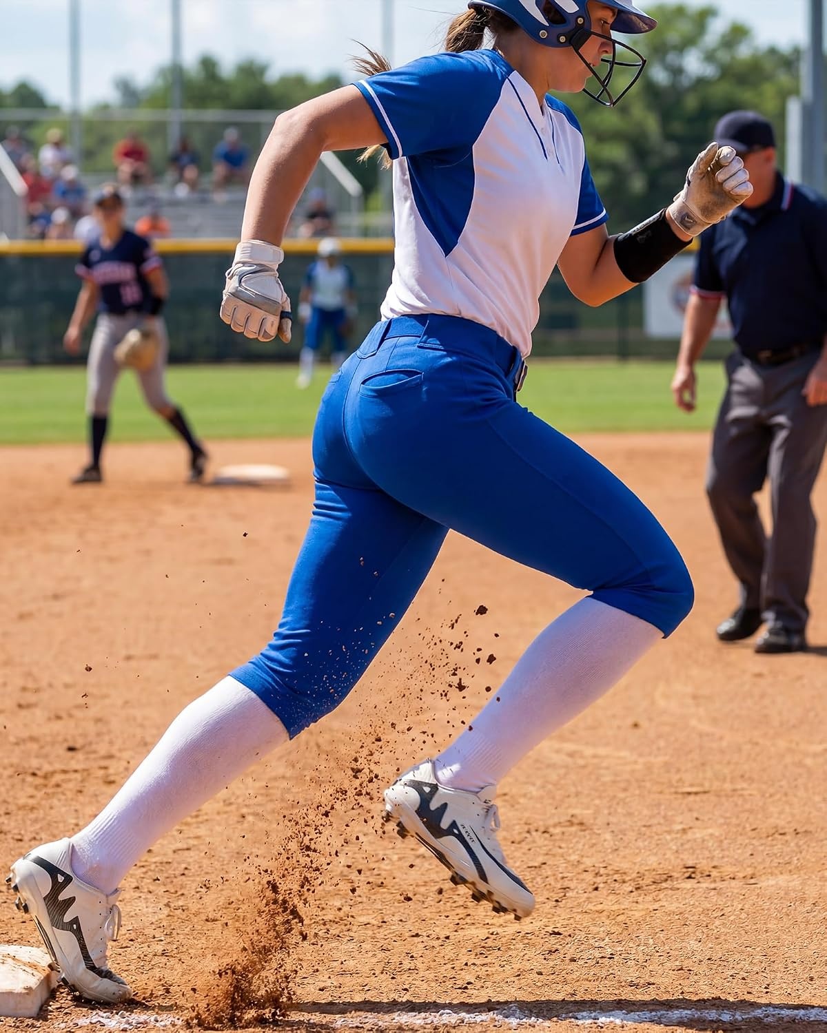 Stelle Womens Softball Pants Knee-High Knickers with Pocket Fastpitch Adult(Blue)