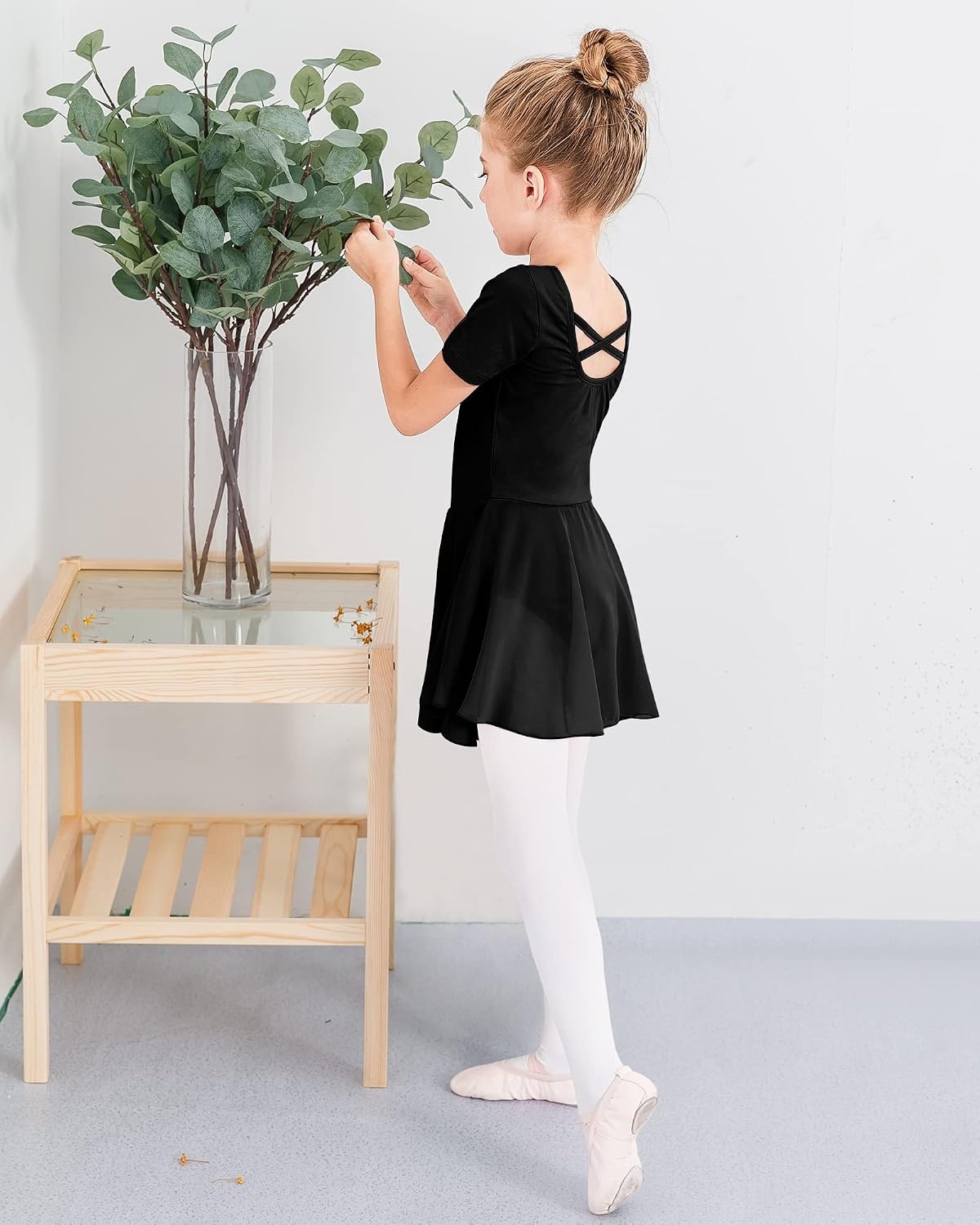 Stelle Ballet Leotards for Girls Toddler Ballet Outfit Dance Leotard Dress(Style 1-black(cross Back))