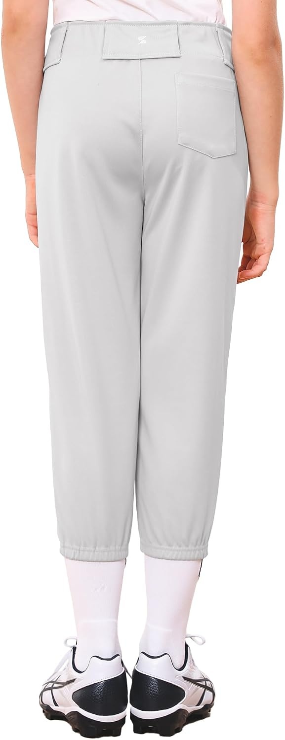Stelle Softball Pants for Girls Youth with Pockets for Kids Fastpitch(Light Grey)